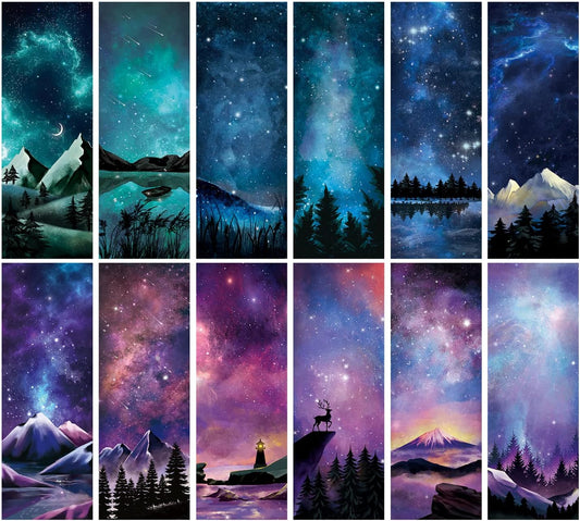 VOCHIC 12 Pcs Personalised Space Starry Night Bookmarks, Bulk Book Marks for Women/Men, Unique Zodiac Constellaion Bookmark for Book Lovers, Cool Book Mark for Adults,VBS Theme Gift