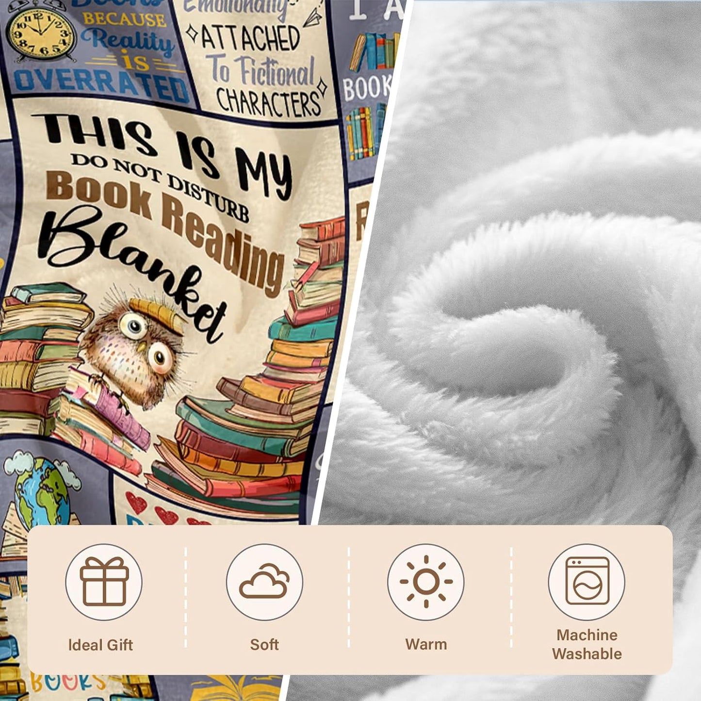 Book Lovers Blanket 50"x60", Birthday Gifts for Book Lovers, Readers, Librarians, Bookworms, Reading Bookish Gifts for Women and Men, Literary Throw Blanket for Christmas Thanksgiving