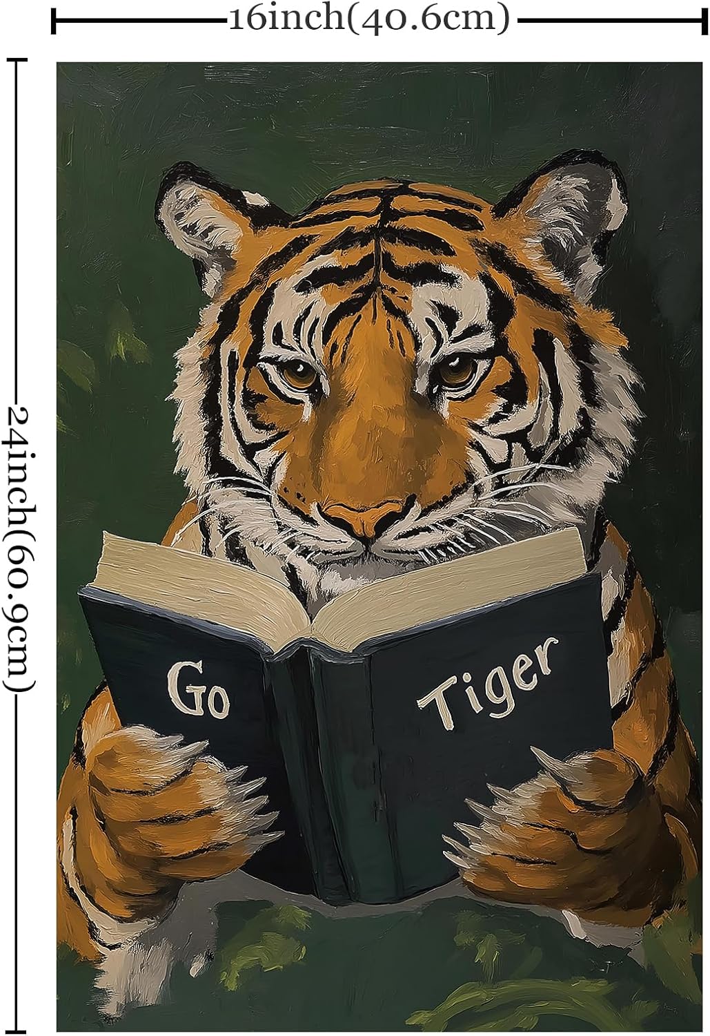 Tiger Canvas Wall Art Retro Tigers Picture Modern Animal Poster Animal Portrait Prints Tiger Reading Picture Vintage Wildlife Prints Trendy Animals Canvas Aesthetic Vintage Poster 16x24inch Frameless