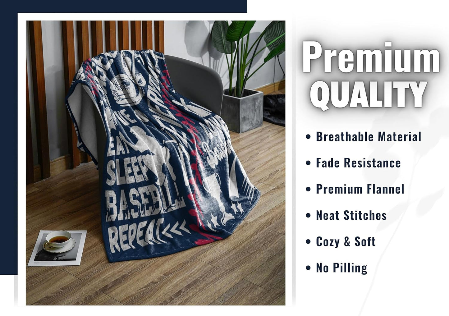 InnoBeta Baseball Gifts for Boys Blanket Throw - Gift from Mom Dad for Teen Sport Fans Kids Adults - Baseball Everyday - 50" x 65"