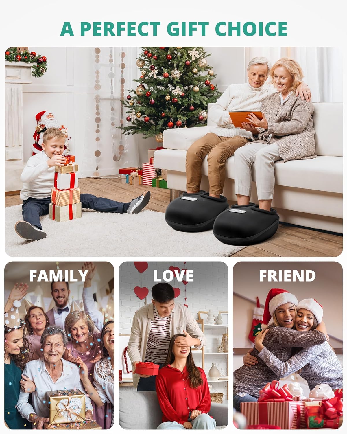 Medcursor Foot Massager Machine with Heat, Rolling, Deep Kneading, Shiatsu Foot Massager for Delivers Pain Relief, Tired, Plantar Fasciitis, Gift for Women Mom Men Fits Up to 13"