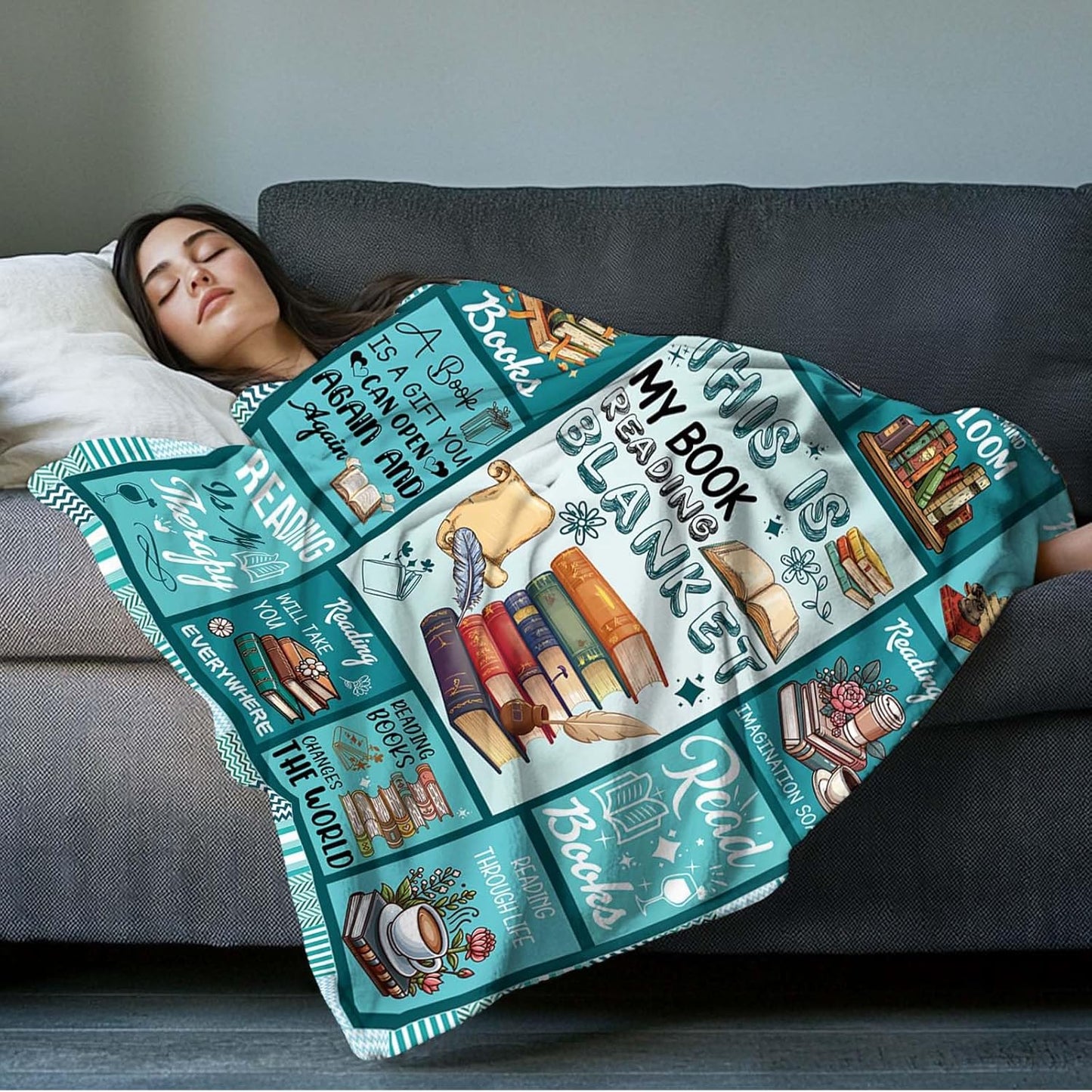 Book Lovers Gifts for Women, Librarian Gifts for Reader, Just a Girl Who Loves Book‘s Blanket Gifts for Reading Lover Bookish, Gift on Christmas Birthday Graduation, Reading Blanket, 50"X60"