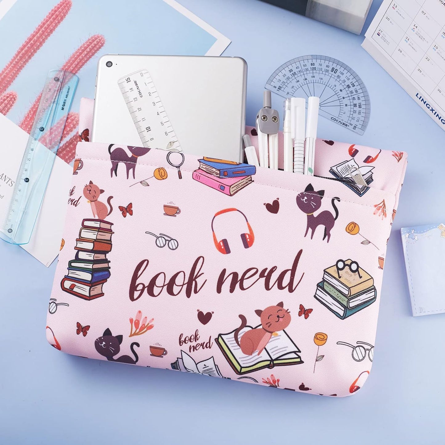 Book Sleeve for Book Lovers, Book Nerd Book Protector, Book Covers for Paperbacks, Book Sleeves with Zipper with Padded, Washable Fabric, Medium 11 Inch X 9 Inch