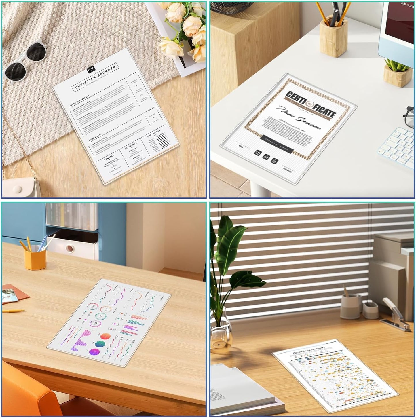 7 Pcs 8.5 x 11 Document Toploaders, Premium No Holes Sheet Protectors Crystal Clear View Page Sleeves Protector, Waterproof Rigid Card Sleeves Plastic Page Protectors for Photos Prints Menu Covers