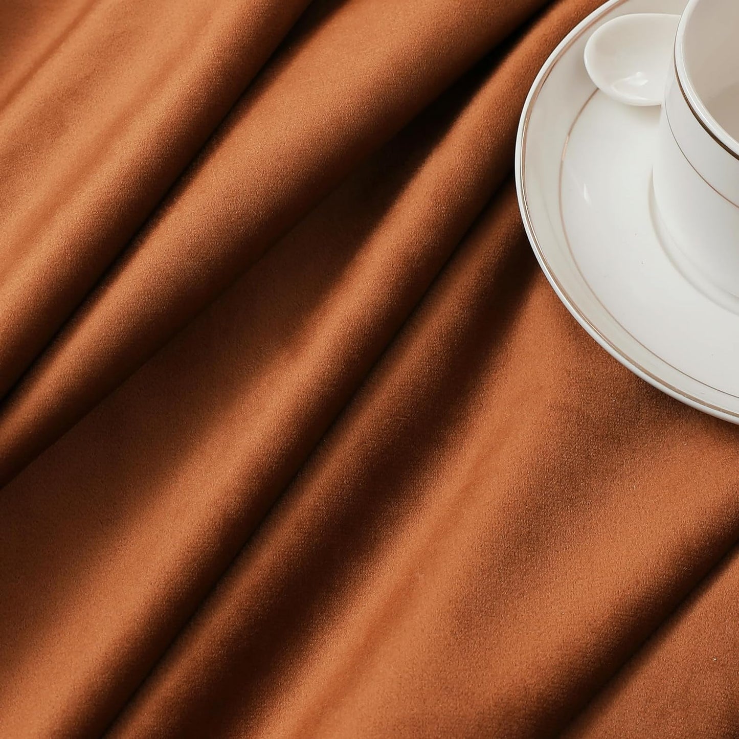 Timeper Burnt Orange Velvet Curtains - Light Blocking Luxury Fall Curtains for Nursery Bedroom Decor, Back Tab & Rod Pocket Privacy Window Treatment Set for Gallery/Store, W52 x L72, 2 Panels