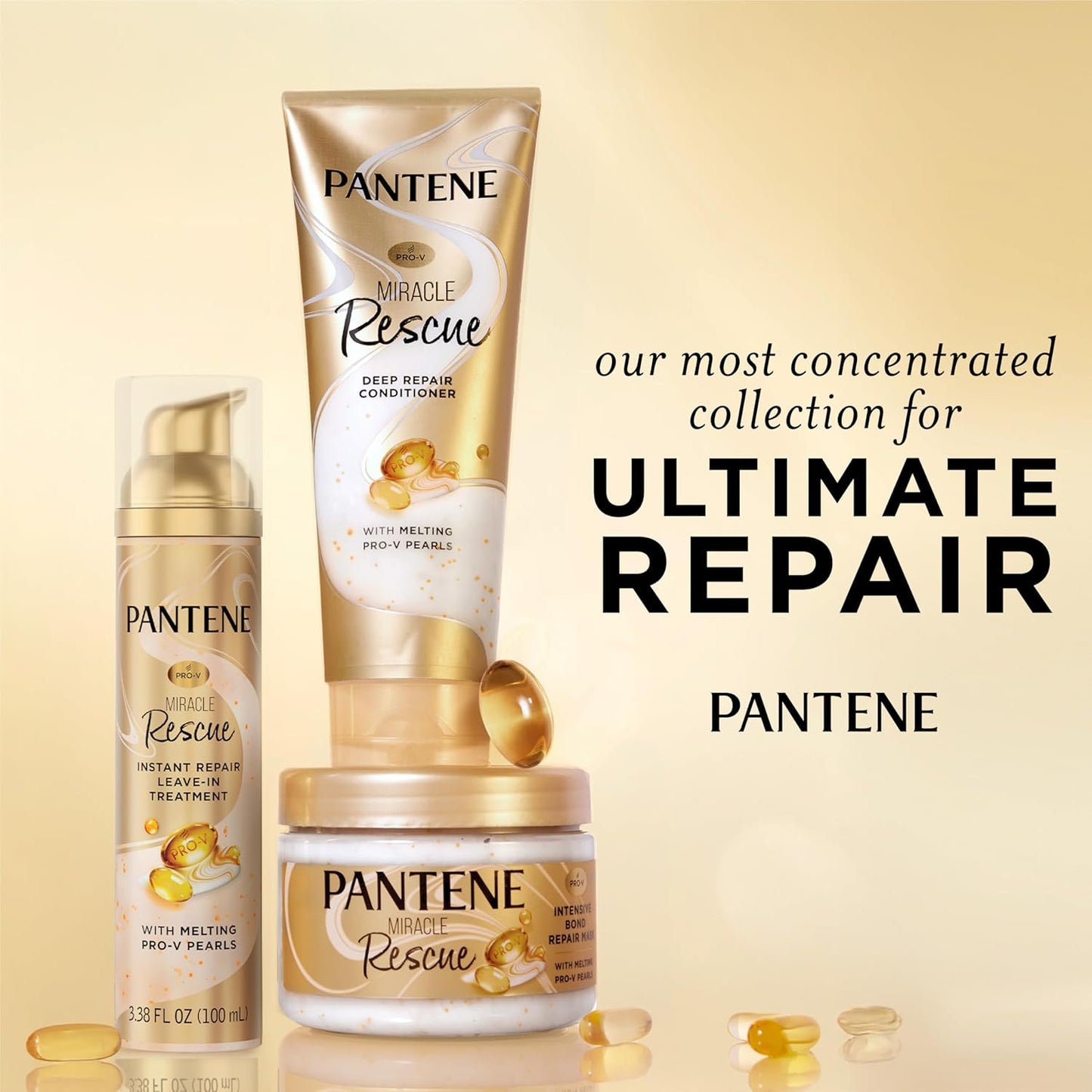 Pantene Miracle Rescue Hair Mask, Intensive Bond Repair with Melting Pro-V Pearls, Melts Away Damage, Builds Bonds, Strengthens Against Damage, Deep Conditioning for Dry Damaged Hair, 10.1 fl oz