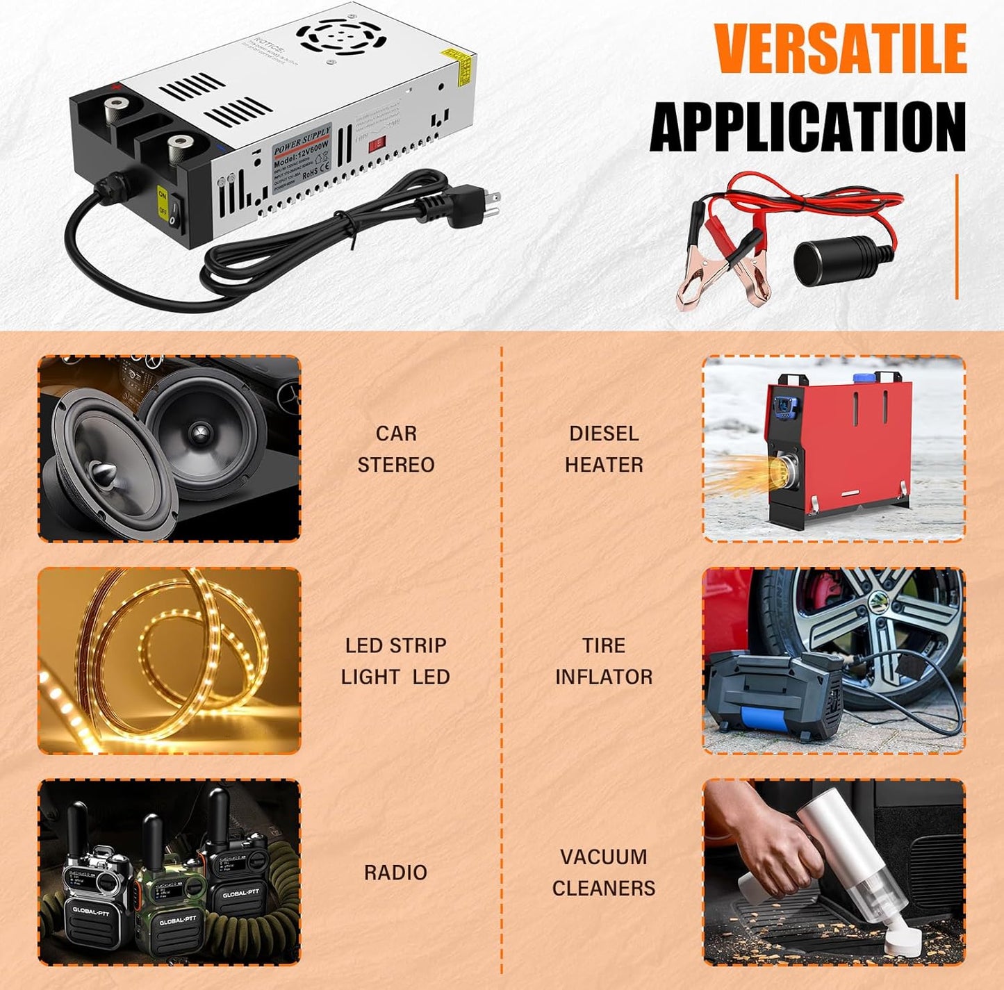 12V Power Supply,110V to 12V DC Converter, IMAYCC AC to DC Converter 600W 50A, Power Supply for Diesel Heater