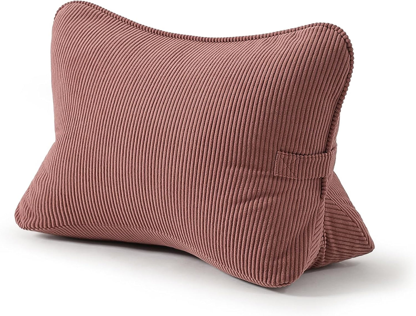 Corduroy Back Pillow for Sitting Up & Reading, Ergonomic Triangle Lumbar Support Cushion for Sofa, Armchair & Bed, Removable Cover, Brick Brown
