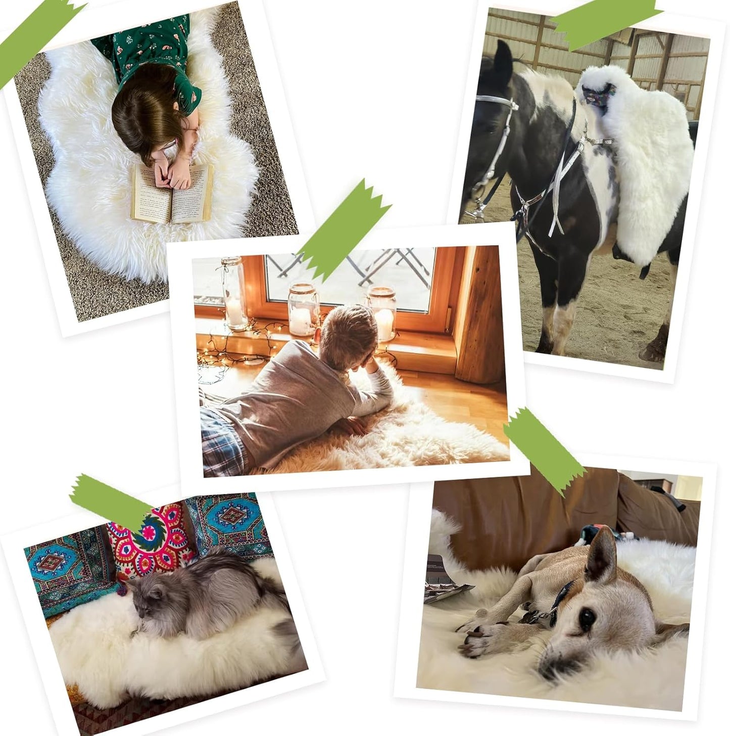 Premium Genuine Sheepskin Rug, Fuzzy Fluffy Shaggy Fur Wool Area Carpet for Soft Fur Pray Pup Mat,Bedroom,Living Room,Chair Sofa Seat Cover,Ivory White, 2' x 6'