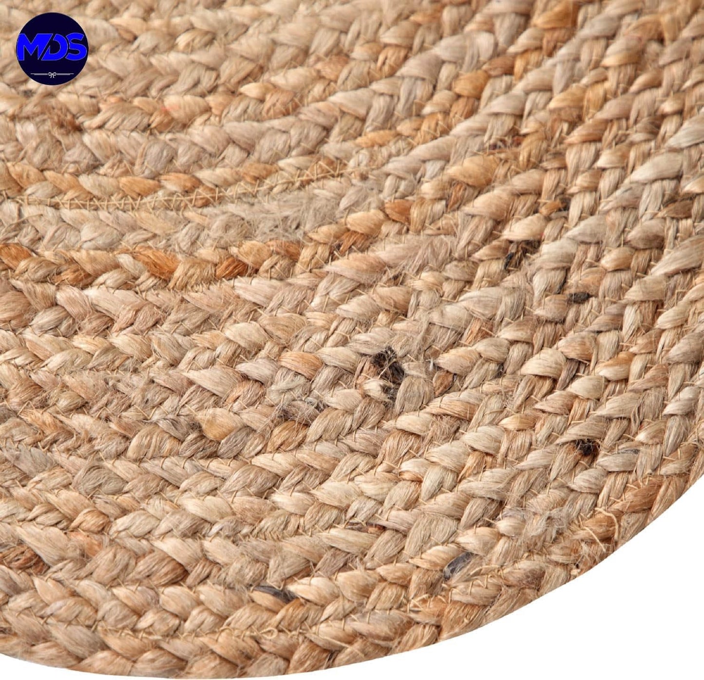 MDS Pack of 1 Handwoven Braided Jute Area Rug - 5 feet Round - Natural Reversible for Home Decor, Living Room Doormat Kitchen, Entryway Rug, Jute Burlap Braided Rag Rug, Rustic, Farmhouse (5' Round)