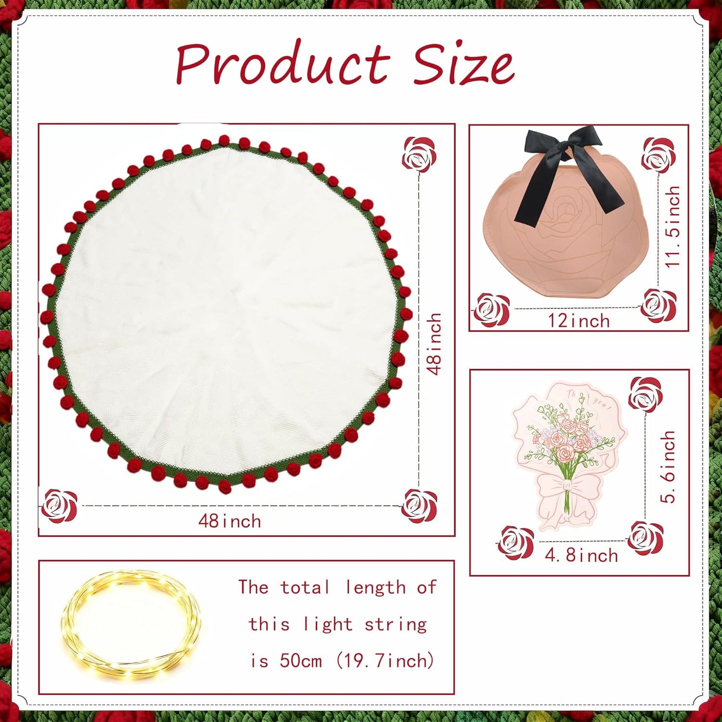 Valentines Day Gifts Crochet 68 Roses Bouquet Blanket with Gift Box, Handmade Flower Throw Blanket for Valentine’s Day, Wedding, Mother’s Day, Home Decor Gift for Her, Mom, Women (47''Round)