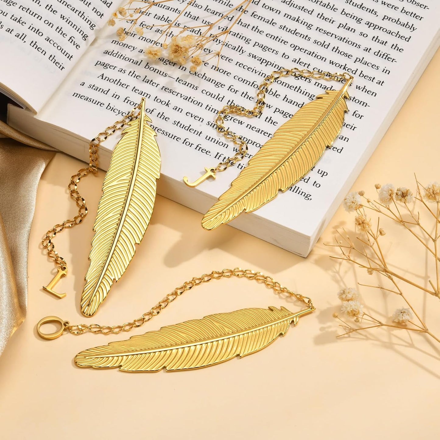 Metal Feather Bookmark with Initial - Cute 26 Letters Custom Initial Book Marks for Reading Women Book Lovers Gifts Teacher Appreciation Gifts Personalized for Readers Mom Student Friend
