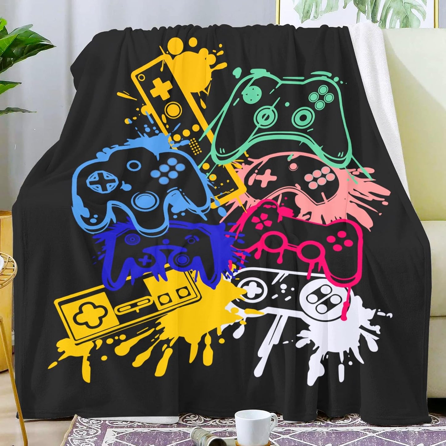 Gamer Blanket Super Soft Flannel Gaming Throw Blanket Cozy Lightweight Blankets Gamer Gifts for Men Boys 50" X40"