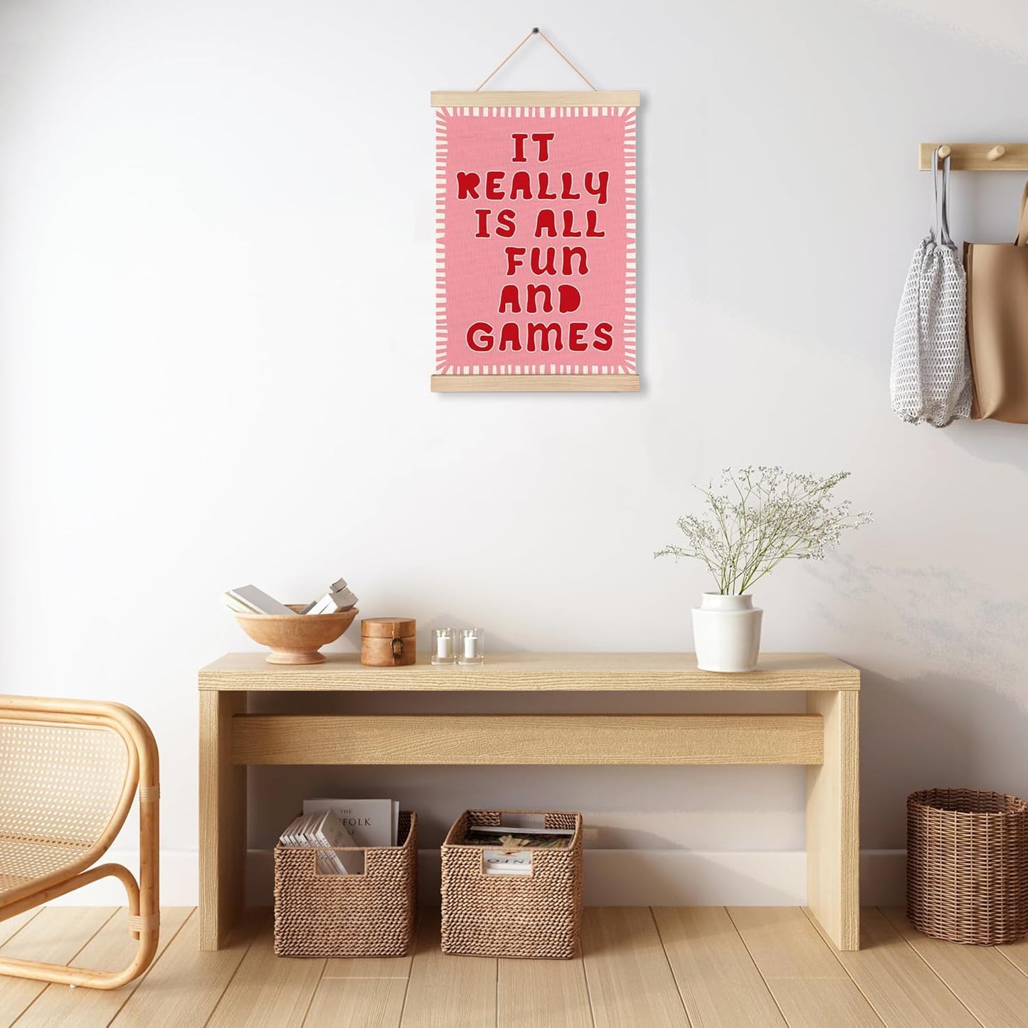AJIPUX Funny Pink It Really Is All Fun And Games Wall Art Decor, Ironic Dorm Hanging Poster for Teen Girls, Home Room Wall Decoration, 12x16 Inch