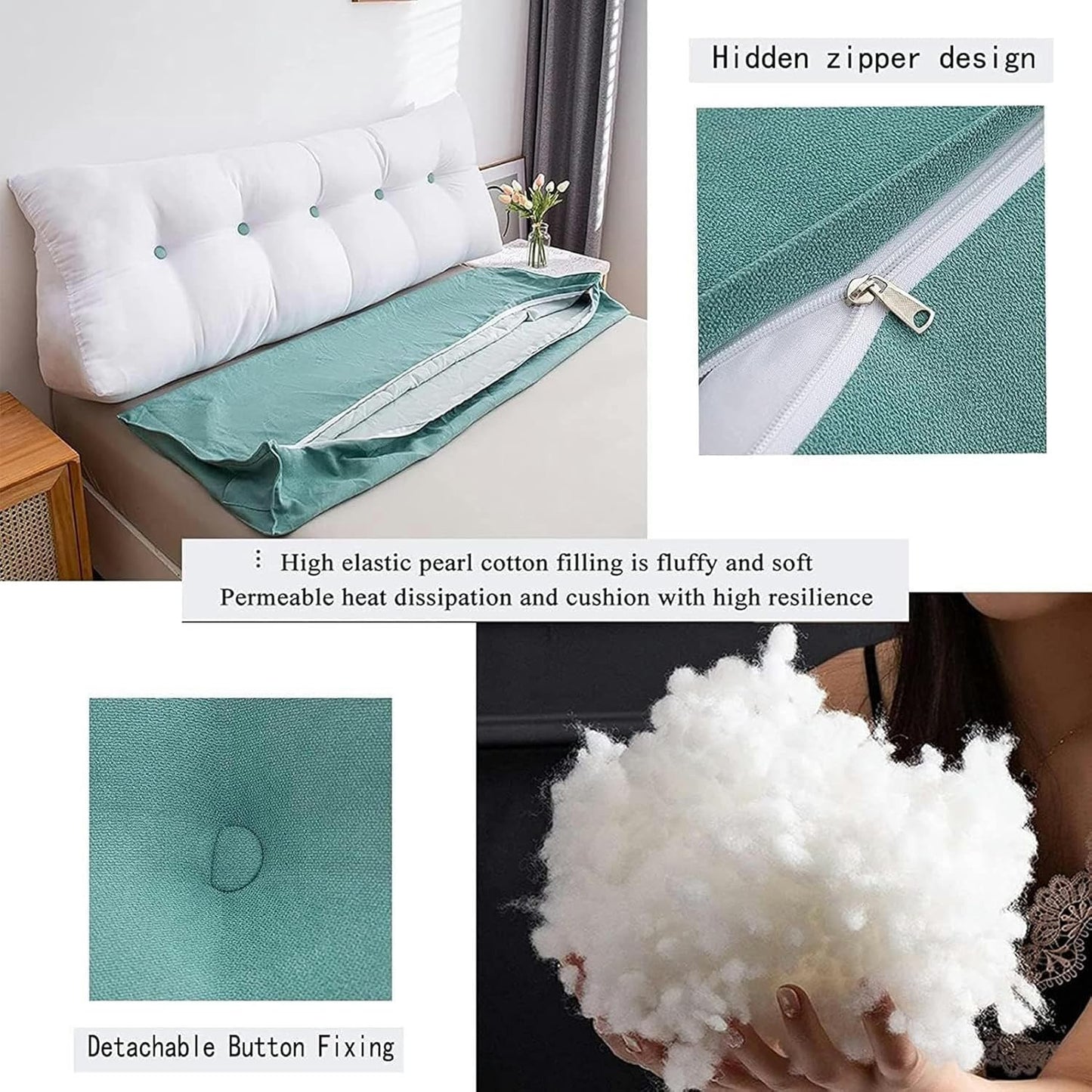 Triangular Headboard Pillow, Upholstered Headboard Cushion Washable Solid Color Bed Rest Positioning Long Support Pillow Bed Rest Pillows(Coffee,100 * 50 * 20cm)