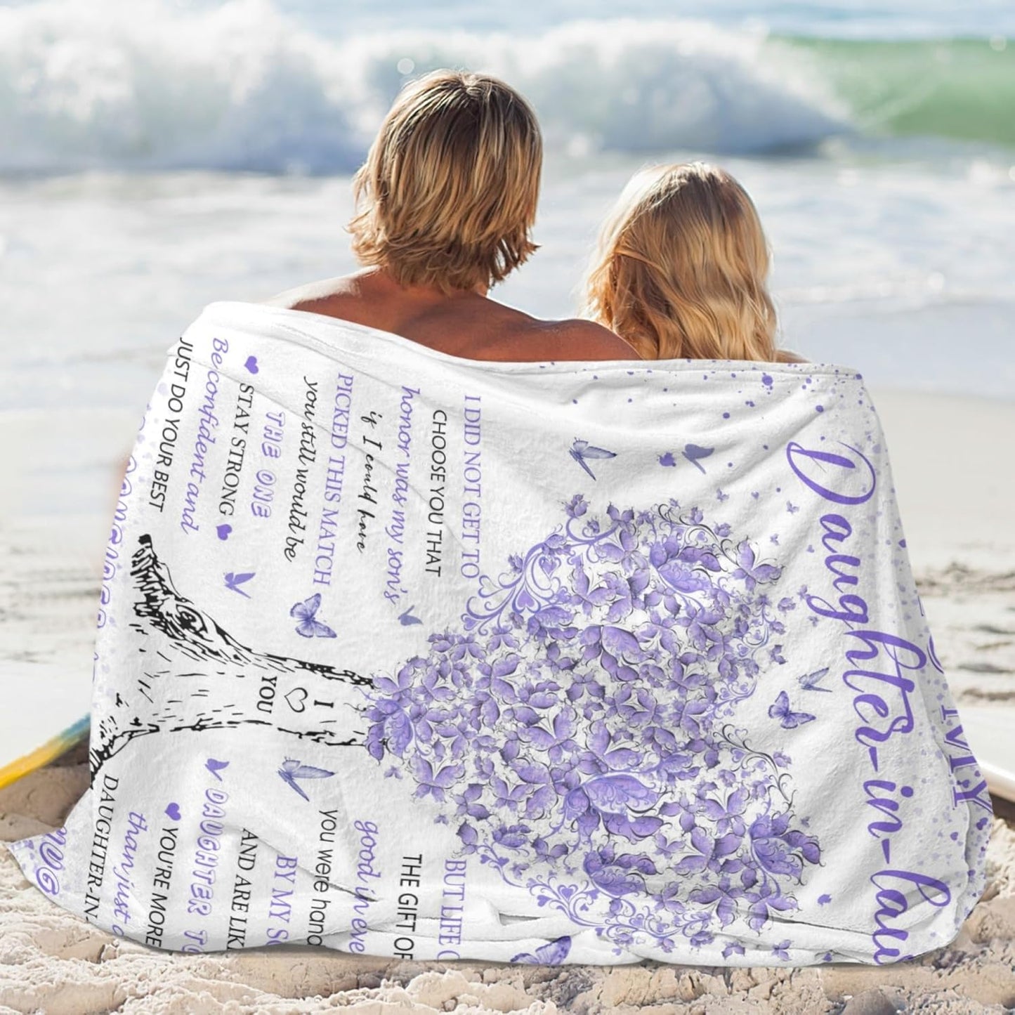 Daughter in Law Gifts from Mother in Law, Birthday Gifts for Daughter in Law, Unique Purple Women Throw Blanket Gift for Wedding Christmas, Super Soft Warm Blanket 60"X50" for Couch Bedroom Livingroom