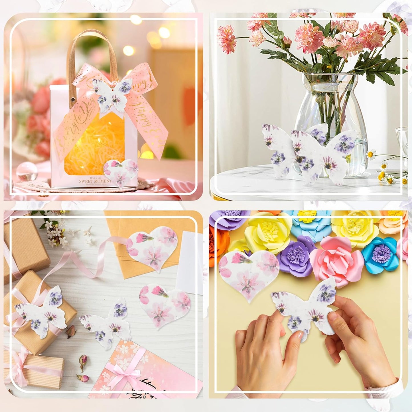 48PCS Plantable Seed Paper Hearts & Butterflies – Wildflower Embedded Paper, Unique Gifts for Mothers, Garden Lovers, Weddings, Bridal Showers, Birthdays & Special Celebrations