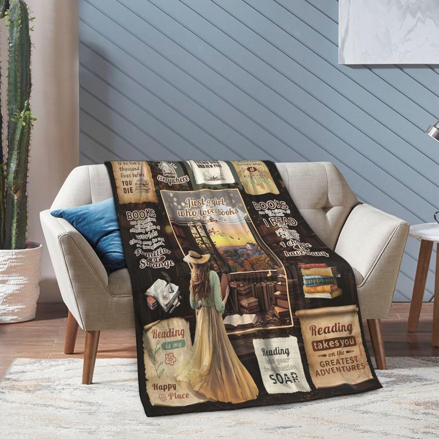 Book Lovers Gifts for Girl, Reading Gifts for Readers, Reader's Blankets 60"X 50", Book Club Gift for Bookish or Librarian, Bookworm Present on Birthday Christmas Day or Graduation