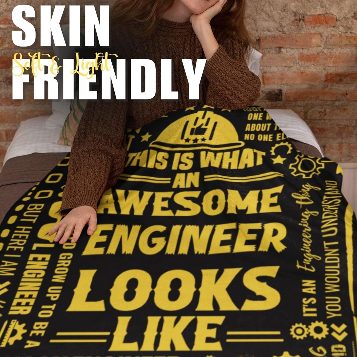 Engineer Gifts - Throw Blanket for Mechanical, Electrical, Computer Engineers - Flannel Blanket for Men, 65 x 50 Inches, Black