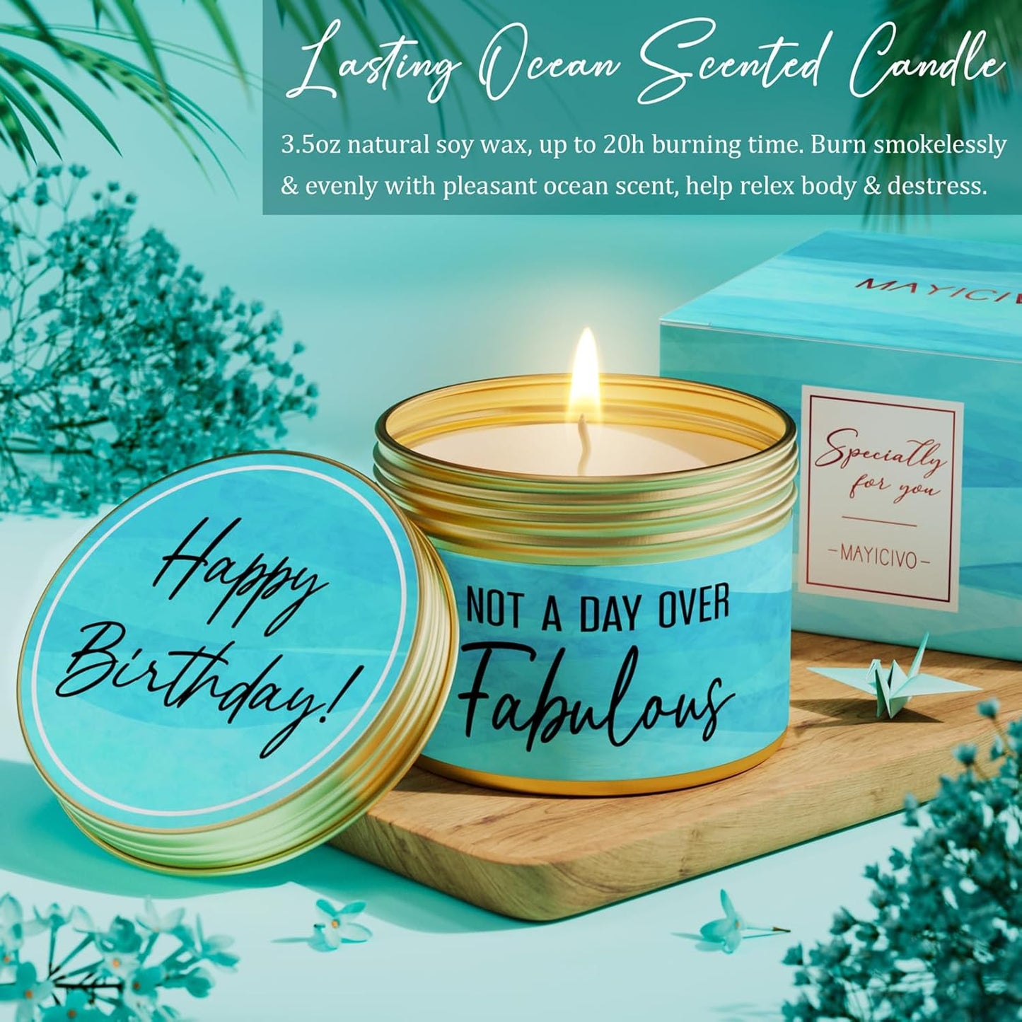 Birthday Gifts for Women Friendship, Unique Happy Birthday Gifts Basket for Mom Her Best Friend Sister Wife Girlfriend Coworker, Luxury Self Care Box Ocean Relaxing Spa Gifts Set for Women w/Blanket