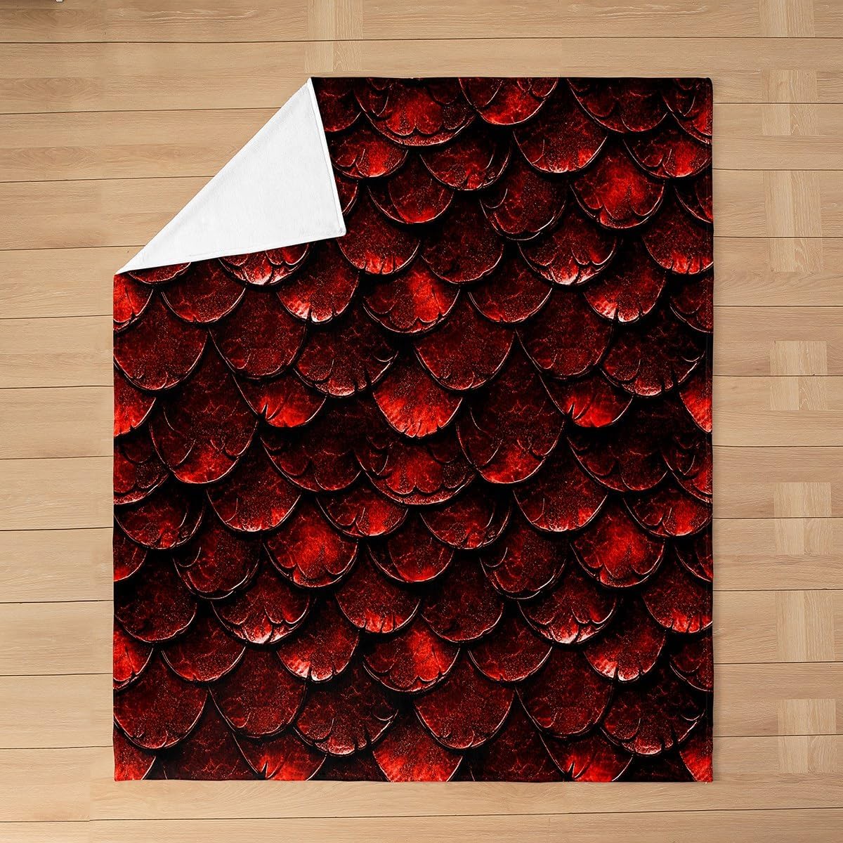 Castle Fairy Dragon Scales Flannel Blanket for Kids,Red Fierce Dragon Fleece Throw Blanket for Bedroom Sofa Dorm Decor,Mysterious Western Animals Bed Blanket,Baby (30 x 40 Inches)