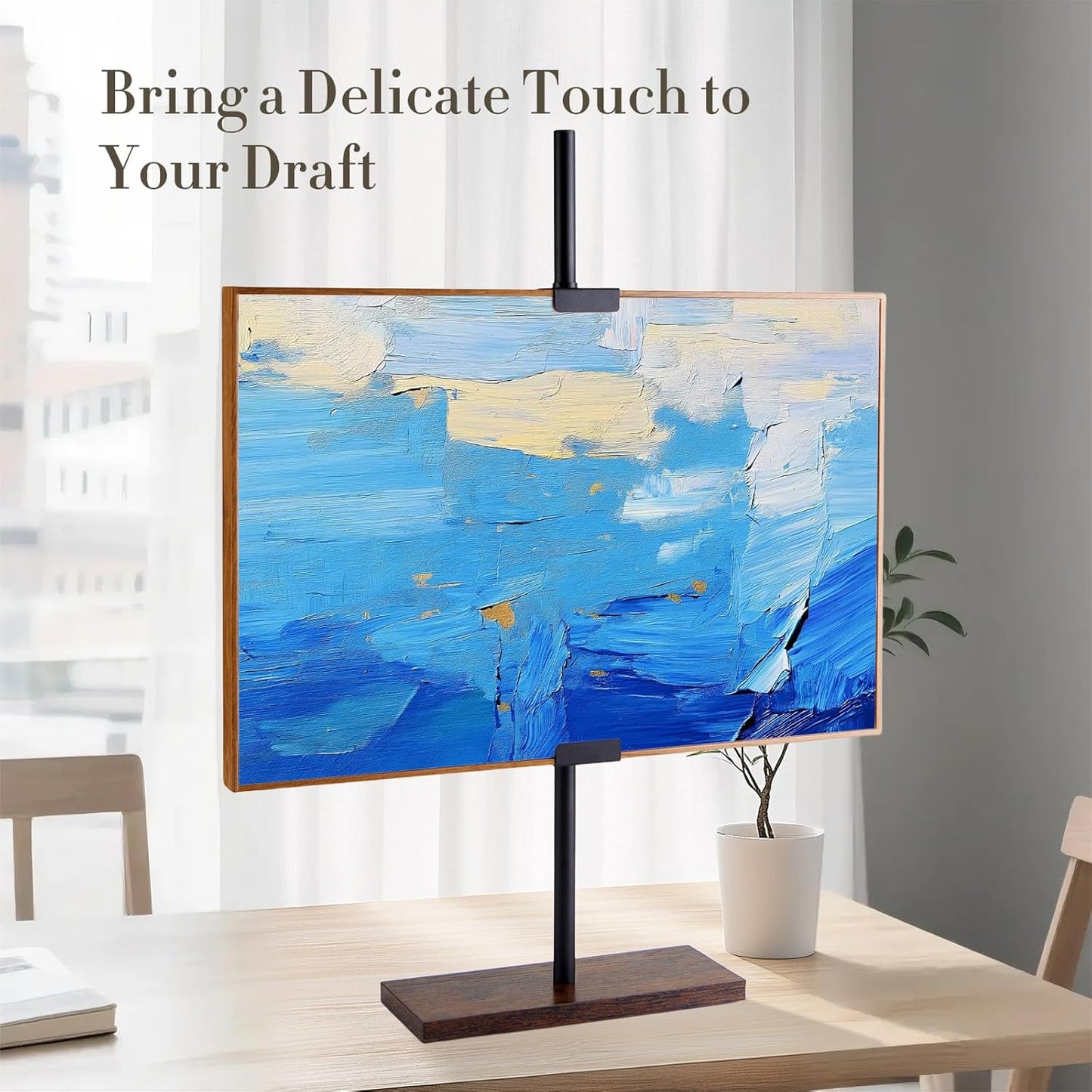 Adjustable Tabletop Picture Frame Easel Stand, up to 29" H, for Galleries, Art Paintings, Photos, Canvas, Home Exhibition, Restaurant Display (jet-black)