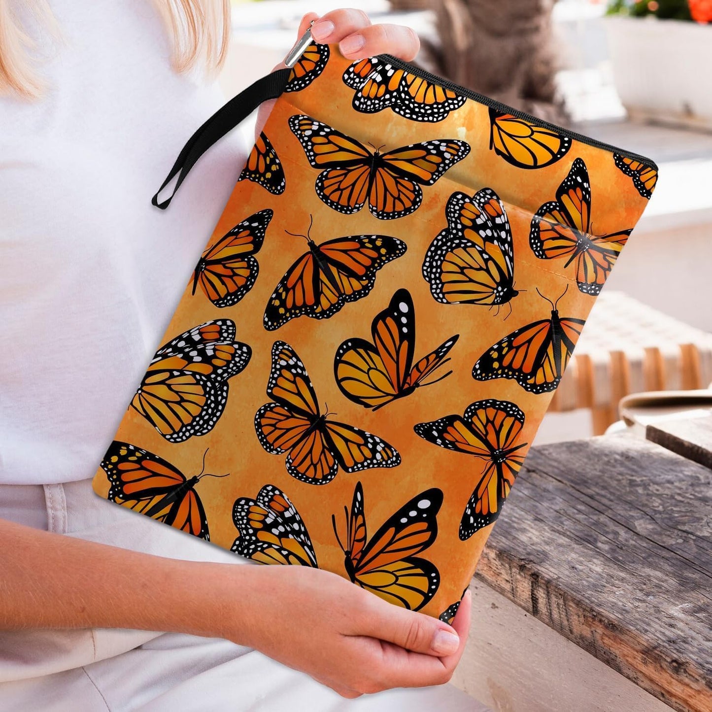 Book Sleeve, Book Covers for Paperbacks,Book Sleeves with Zipper, Book Pouch Butterfly Lover Gifts, Butterfly Themed Gifts for Women Librarian Teacher Daughter Graduation Birthday Christmas Gifts