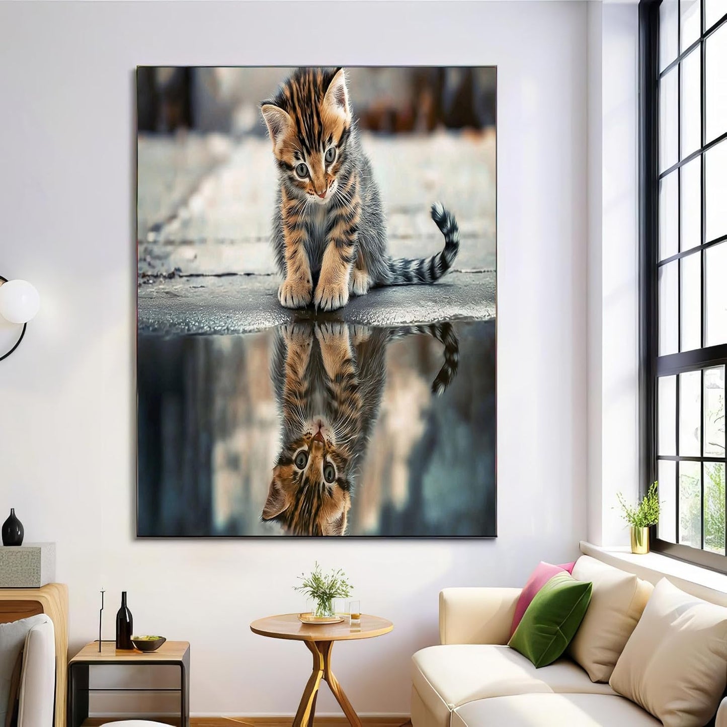 GDJSMIN Realistic Style Wall Art, Cute Brown Kitten Poster For Reading Room Living Room Decor 16X 24 Inch Unframed