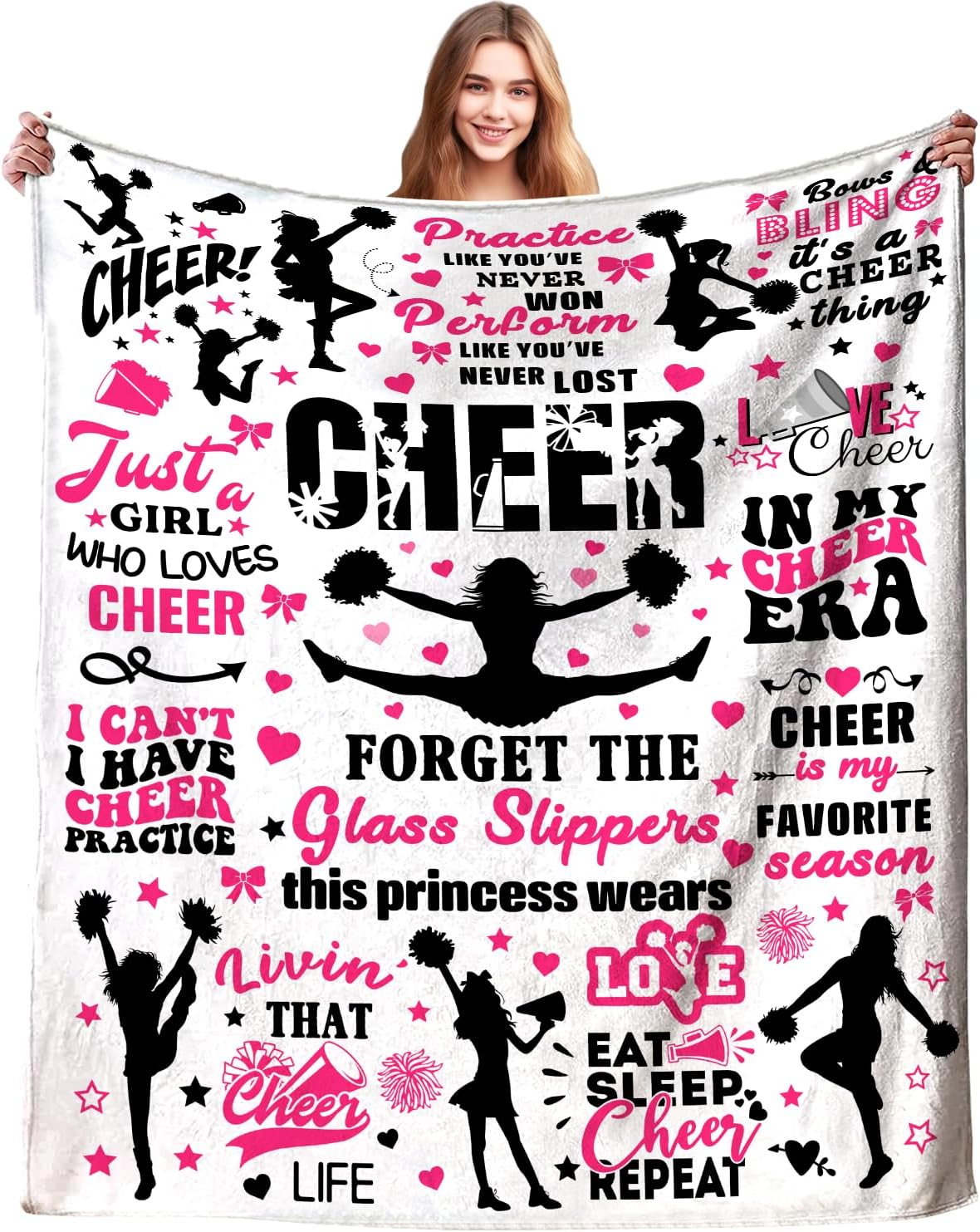 Cheerleader Gifts Blanket for Girls Women Cheer Blanket Soft Cozy Flannel Throw Blanket Cheerleading Gifts for Cheer Lovers Cheerleaders Team Stuff 60"X50"