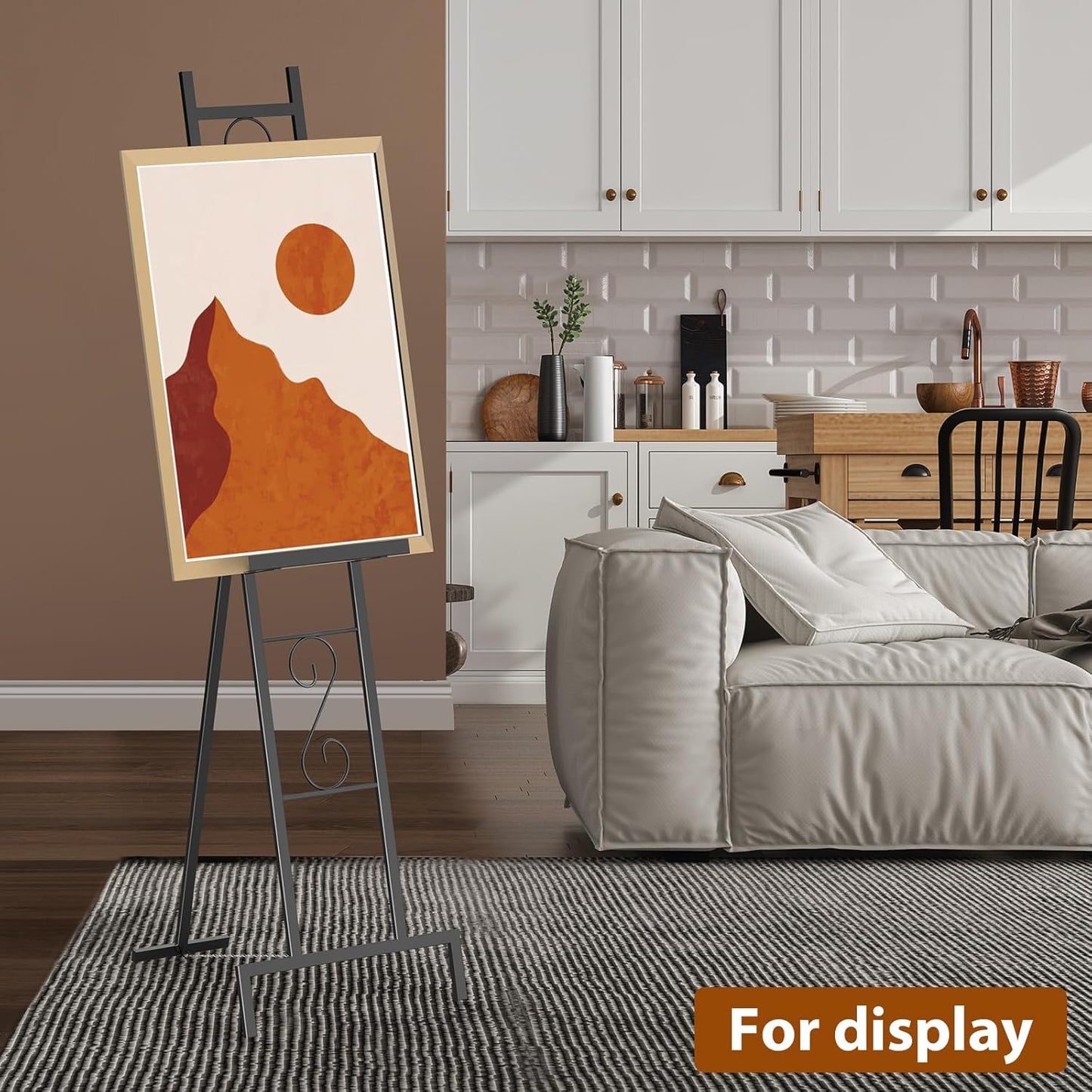 Black Easel Stand for Sign, Heavy Duty Wedding Welcome Sign Stand, Adjustable Art Easel for Display, Painting, Posters, Party, 17” x 17” x 58”H (1 Pack