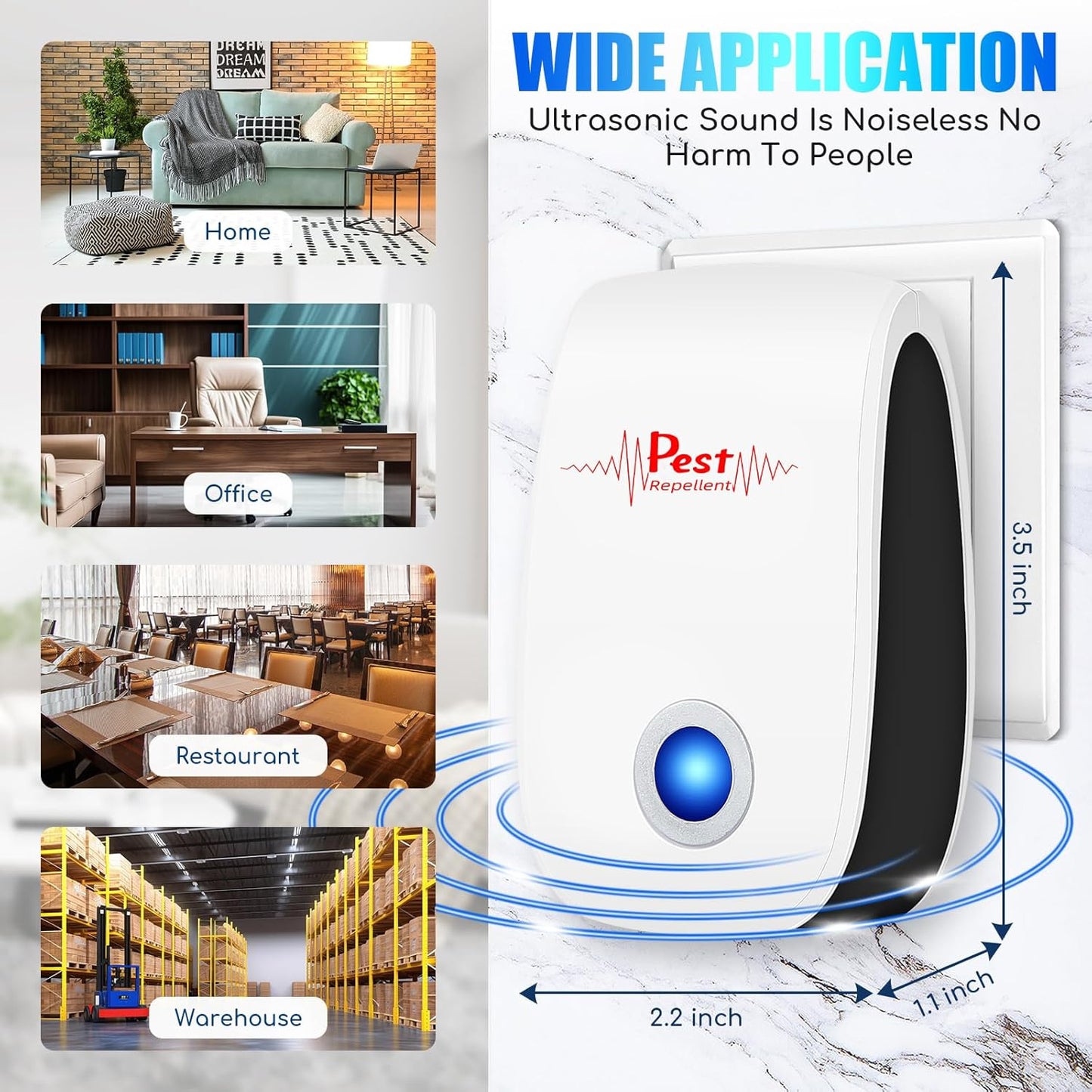 2026 10Pack Ultrasonic Pest Control Repeller Electronic Mouse Repellent Ultrasonic Plug in Mice Repellent Indoor Sonic Pest Repeller Ultrasonic Plug in for Cockroach,Insect,AntBugs,Spide,Rat