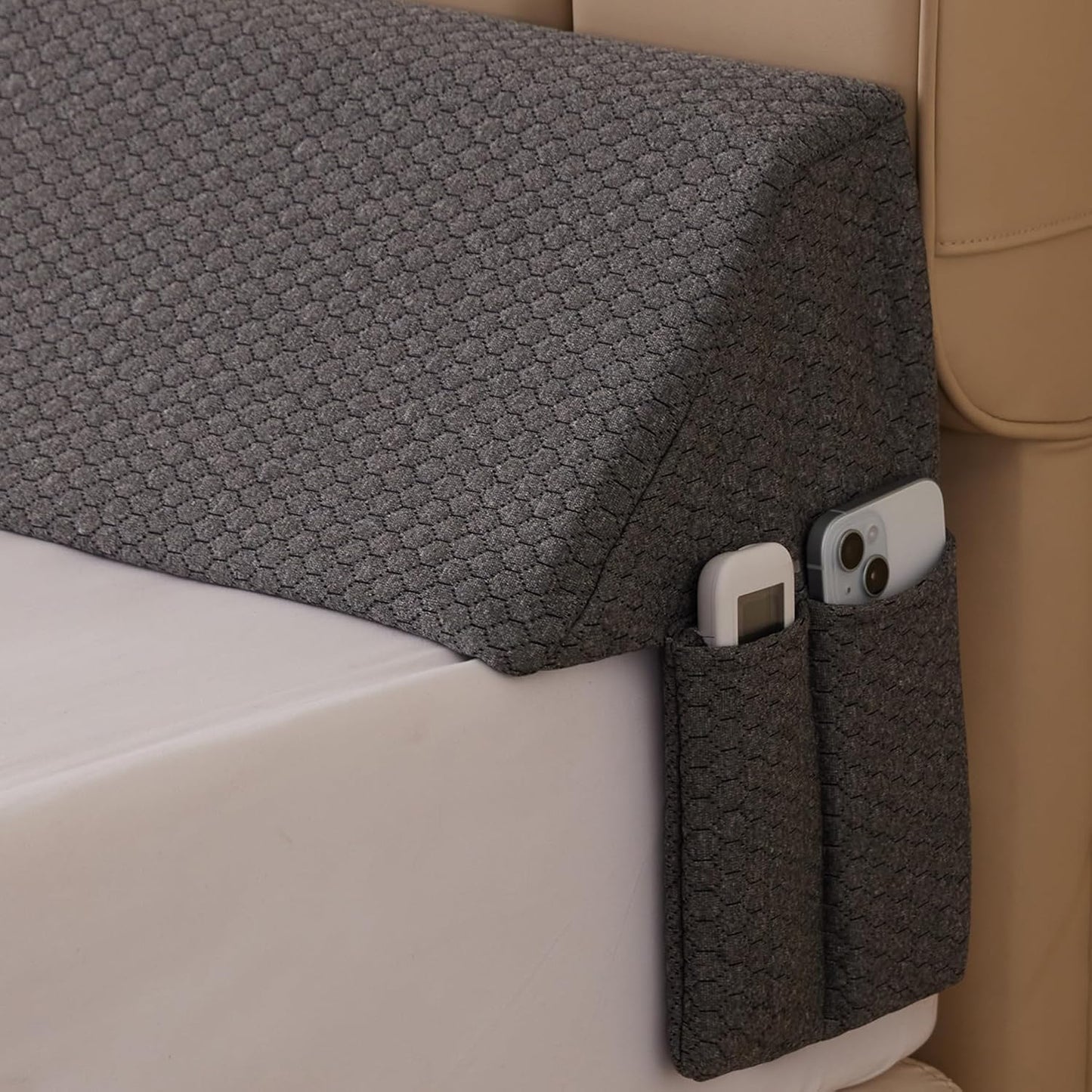 Bedluxe King Wedge Pillow Headboard (76"x10"x6"), Bed Wedge Pillow for Headboard, Foam Headboard Pillow, Bed Gap Filler King - Fill The Gap (0-7"), Mattress Gap Filler (Air-Layer Black, 76"x10"x6")