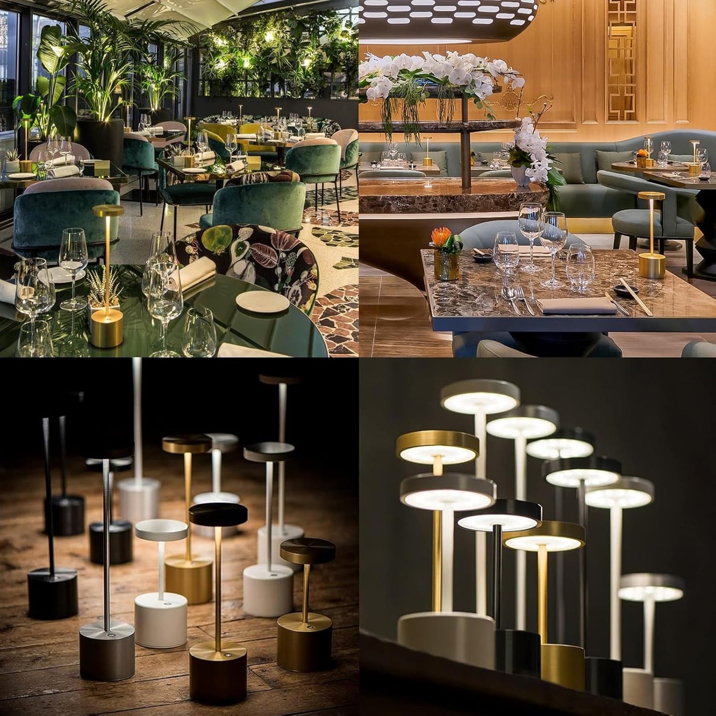 SAKRINGT Cordless Table Lamp Rechargeable, 5000mAh Battery Operated Portable Table Light,Dimming LED Table Lamp for Restaurant/Patio/Outdoor(Gold)