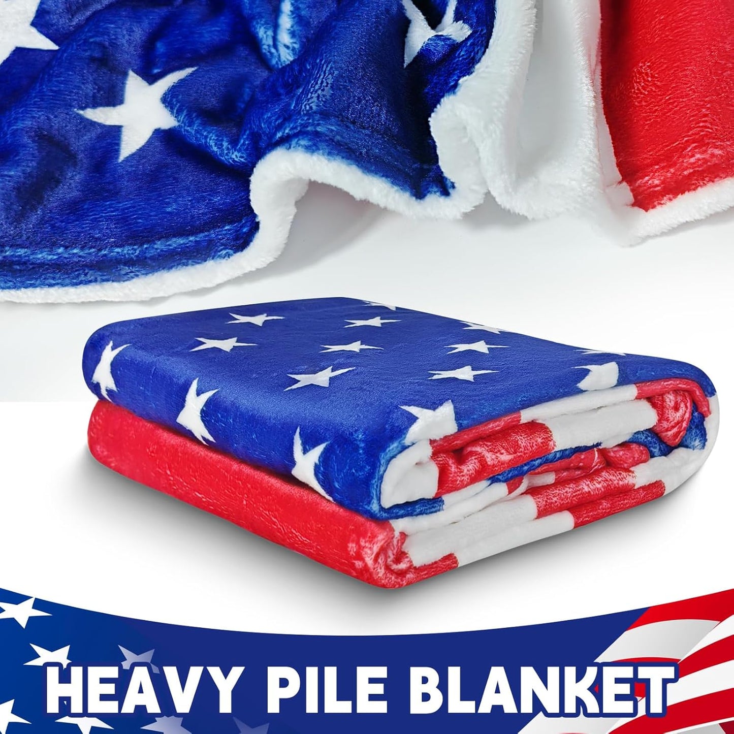 American Flag Blanket, Four Seasons Flannel Blanket Suitable for beds, Sofas, Living Rooms, Offices Reversible Soft Cozy Vintage Lightweight Throw Blanket for Women、Men、50x60 Inch (Red)
