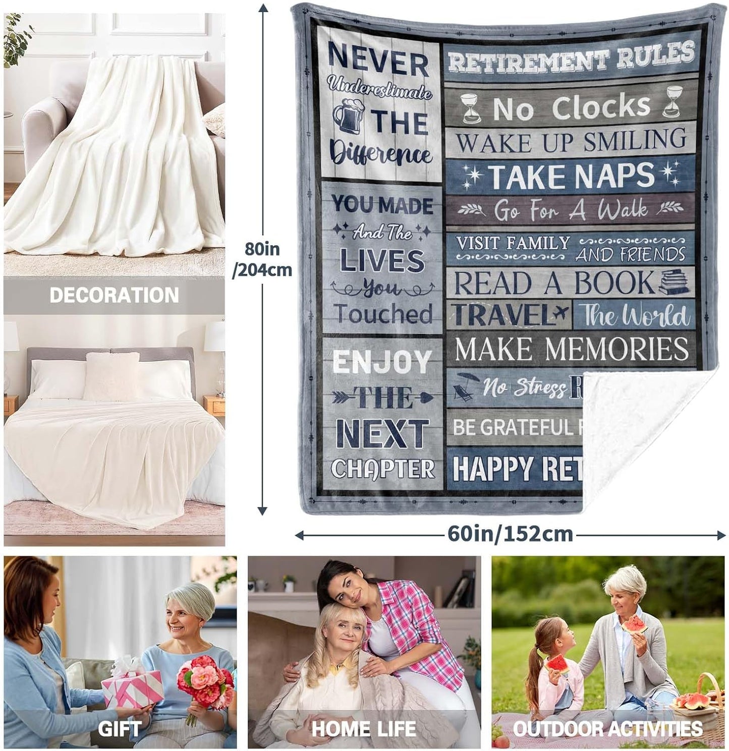 Retirement Gifts for Men/Women 2026, Funny Retirement Gifts for Men, 80"x60" Mens Retired Gifts Blanket, Leaving Farewell Going Away Gift for Coworker Teacher Dad Throws Blankets