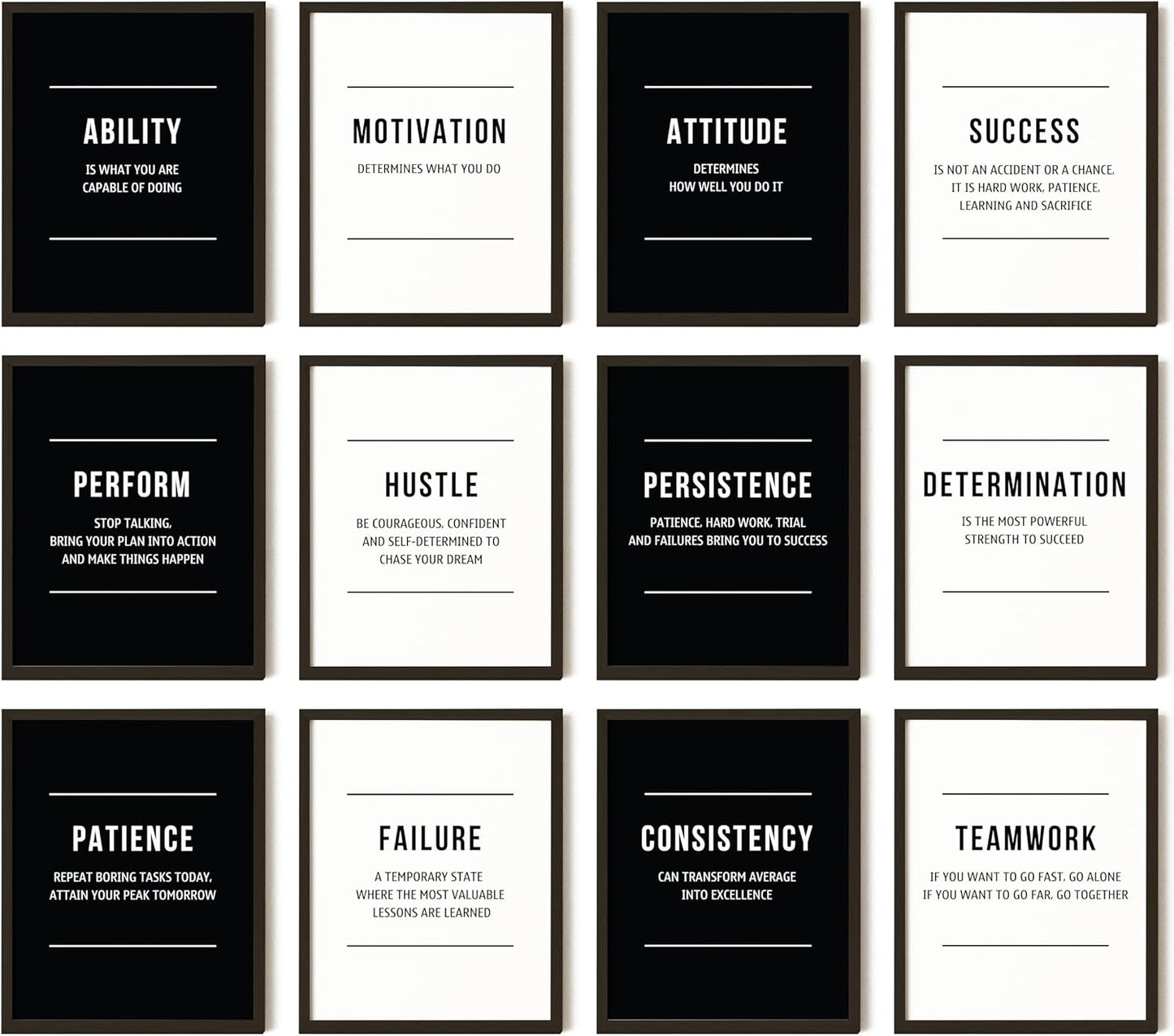 97 DECOR Success Motivational Wall Art for Office Decor - Black and White Inspirational Wall Decor, Entrepreneur Inspirational Quotes Wall Art Prints Positive Posters for Teens Bedroom (8x10 UNFRAMED)