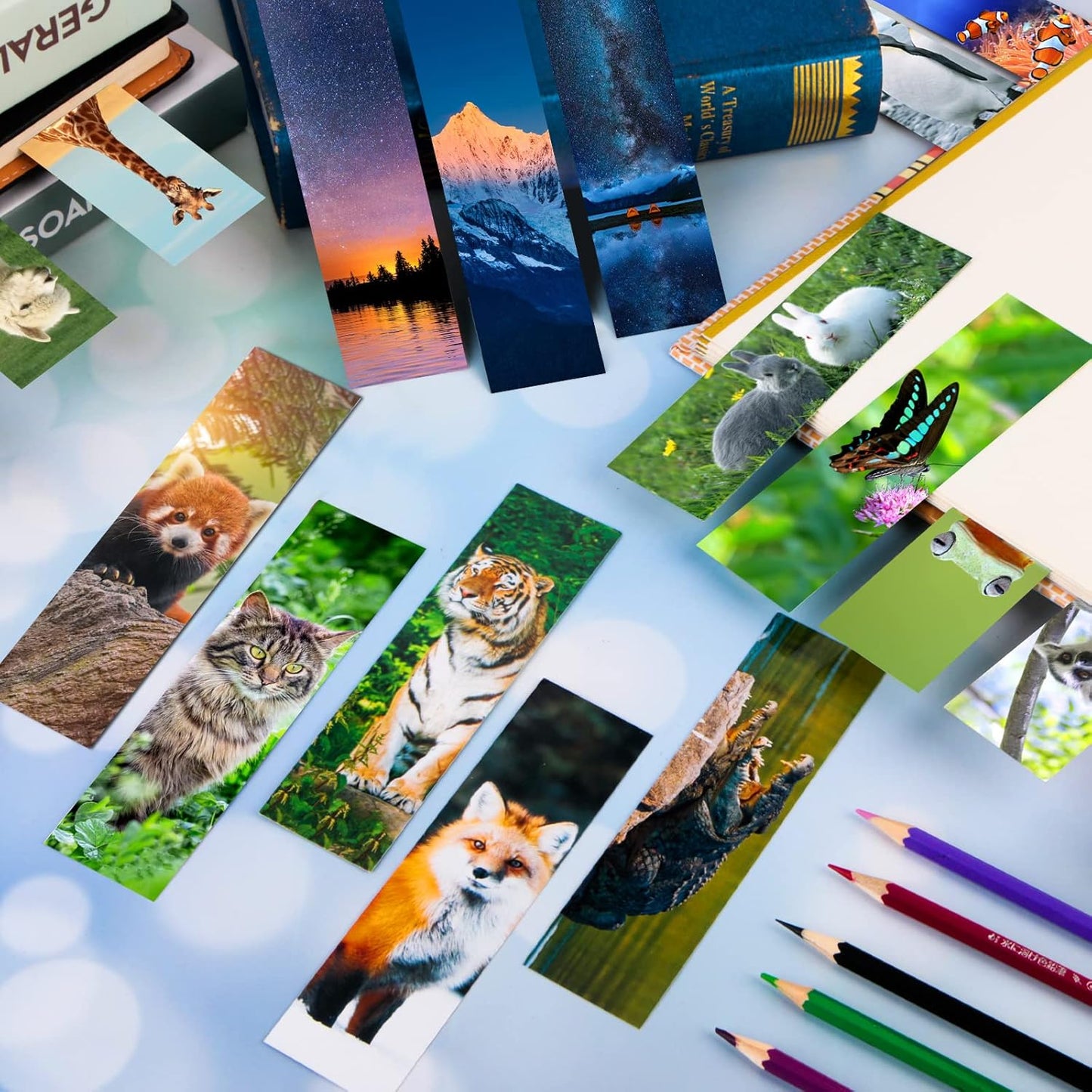 300PCS Animal Bulk Bookmarks for Kids Classroom 60 Designs Cool Wildlife Bookmark Cute Book Mark Double Sided Bookmark for Book Lovers Students Children Rewards Gifts