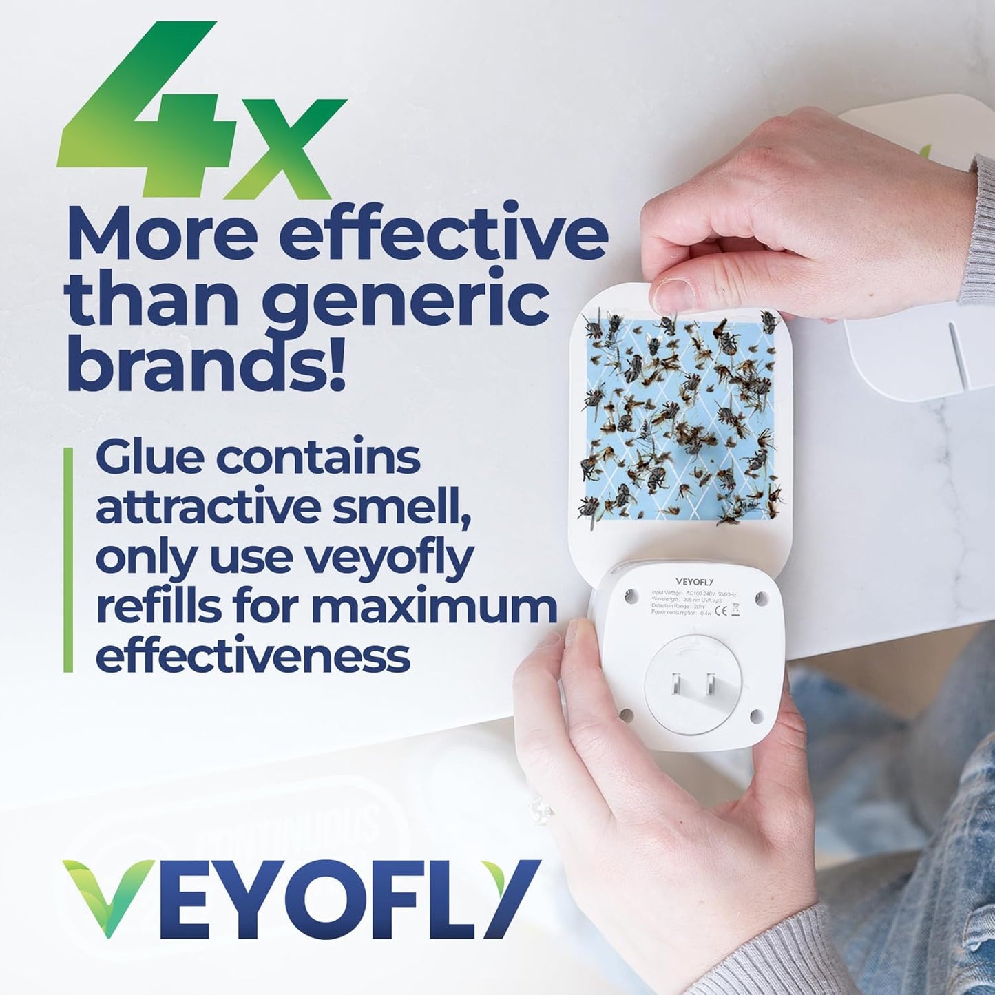VEYOFLY Fly Trap Indoor Refill, Fruit Fly Traps for Indoors, Gnat Traps for House Indoor, Fly Catcher, Fly Trap, Plug in Catch for Fruit Flies, Moths, Gnats, Mosquito Trap (Pack of 15 Refills)
