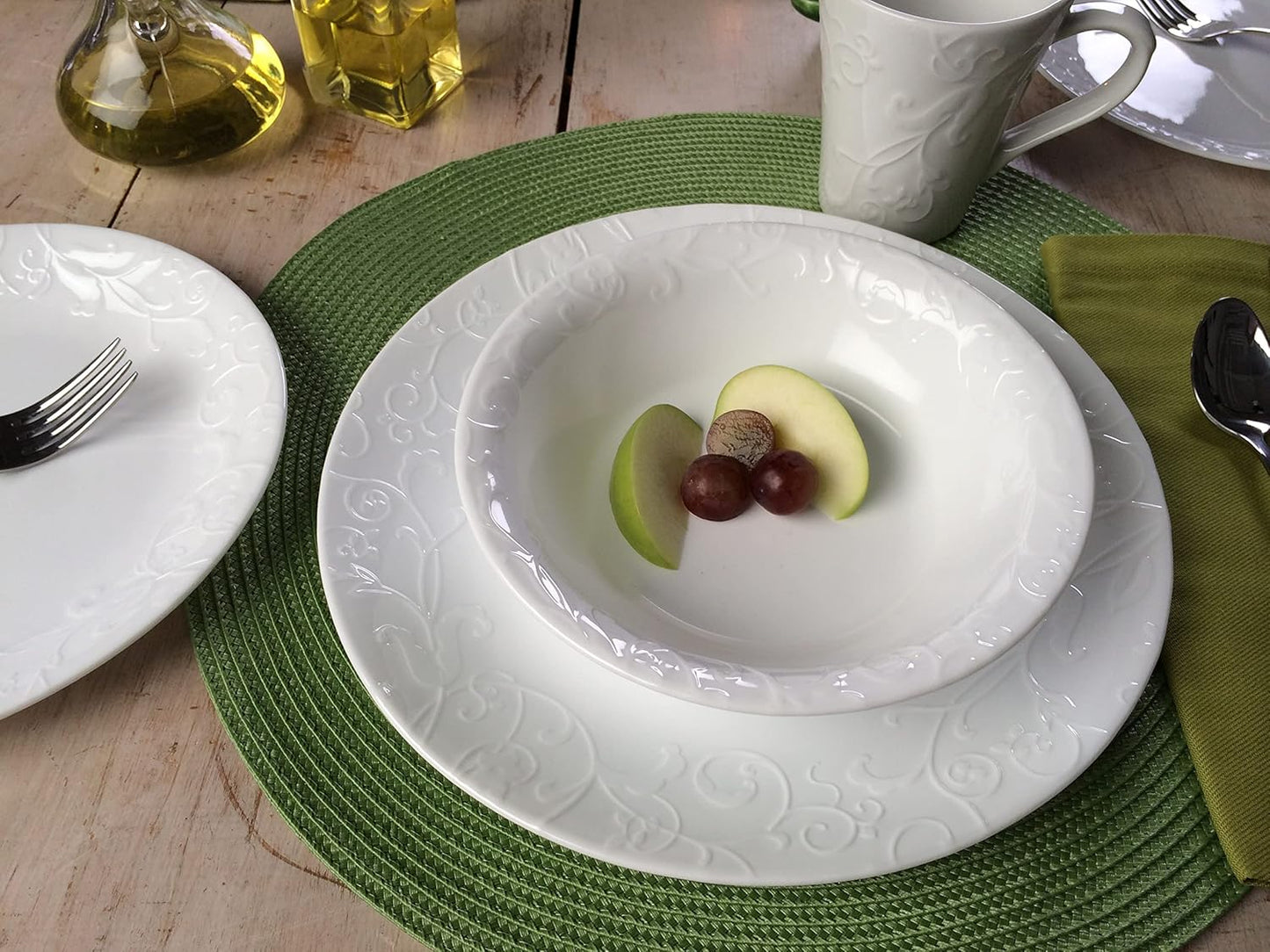 Corelle 12pc Bella Faenza Dinnerware Set for 4 - 3X More Durable Glass, Half Weight of Ceramic, up to 80% Recycled