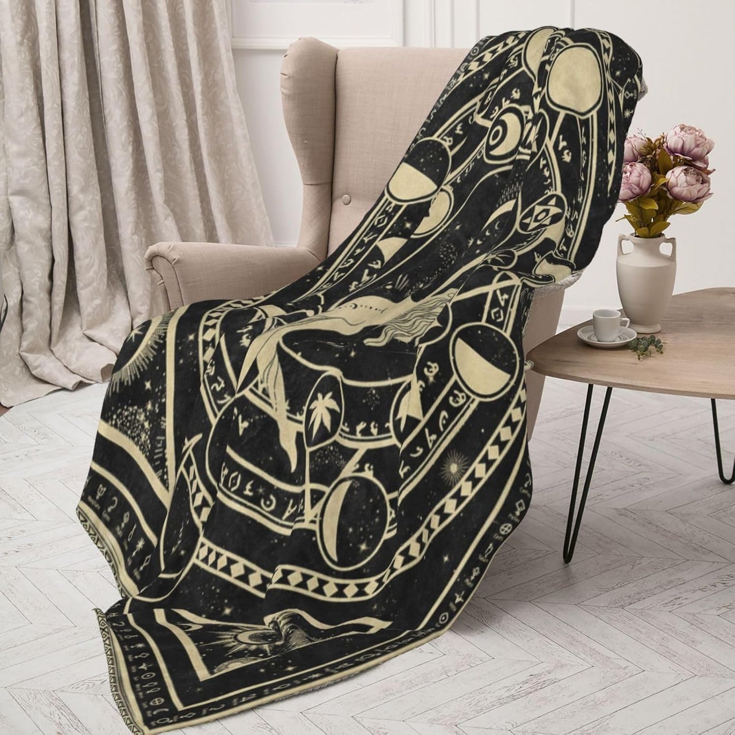 Aquarius Zodiac Blanket, Aquarius Zodiac Gifts for Women Moon Constellation Astrology Decor Witchy Gothic Soft Blanket 60"X50"