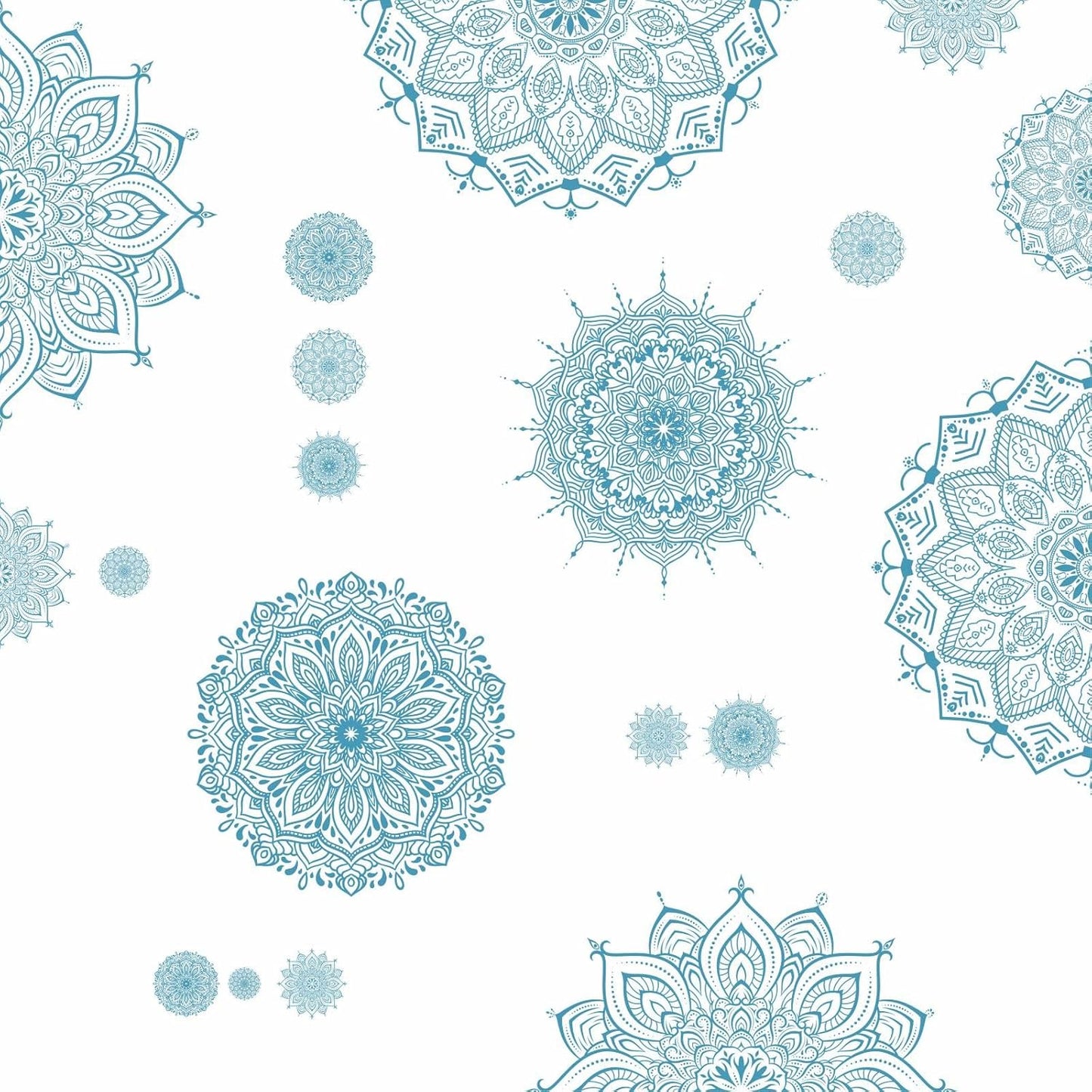 Blue Mandala Wall Stickers Large Mandala Wall Decals Peel and Stick Lotus Flower Stickers Headboard Art Decoration Modern Blue Art Decals for Living Room Bedroom Yoga Decor
