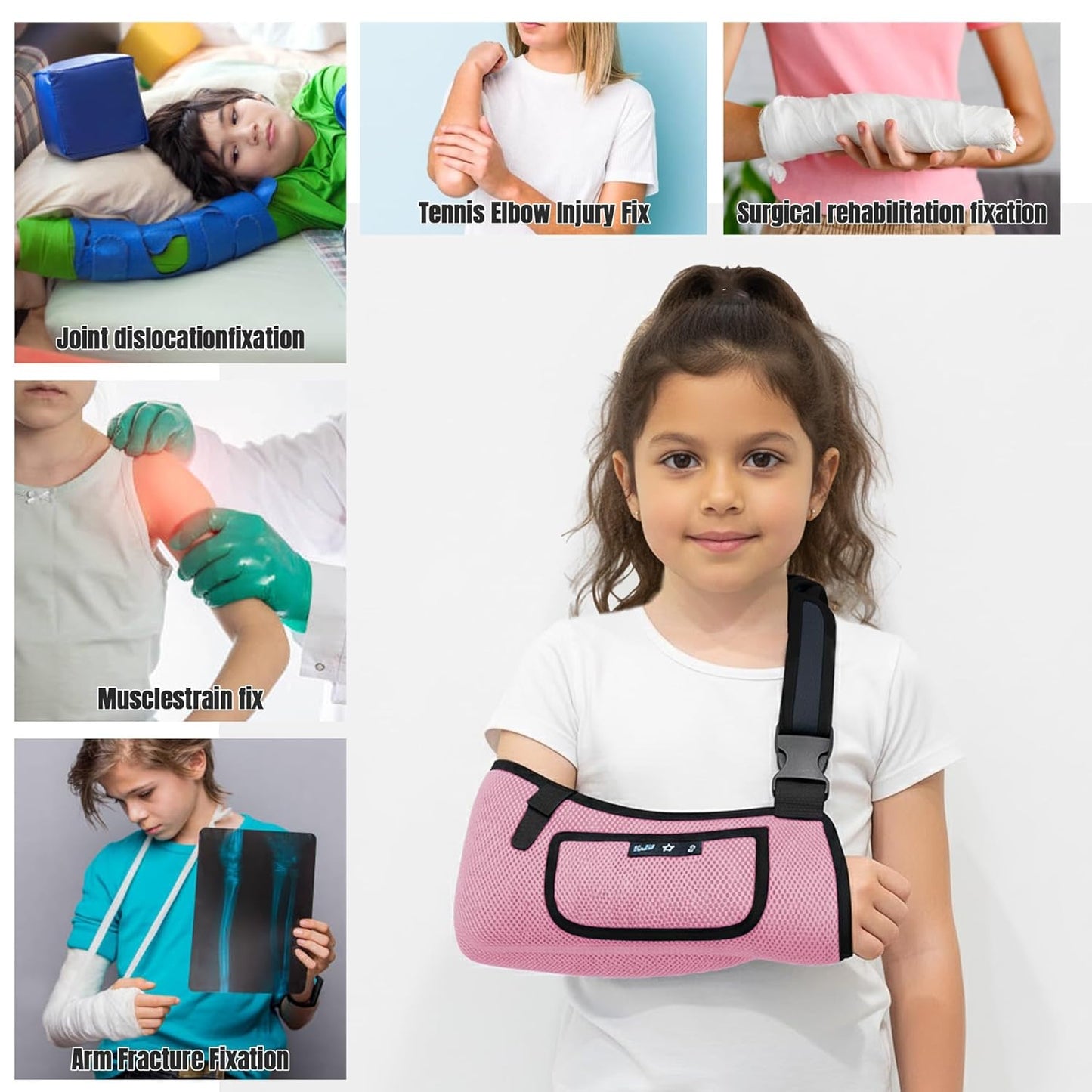 SPRING SEAON Kids Arm Sling Shoulder Immobilizer for Arm,Wrist,Elbow Injury Lightweight Breathable Sling with Adjustable Shoulder Strap Mesh Arm Support Brace for Children,Boys,Girls