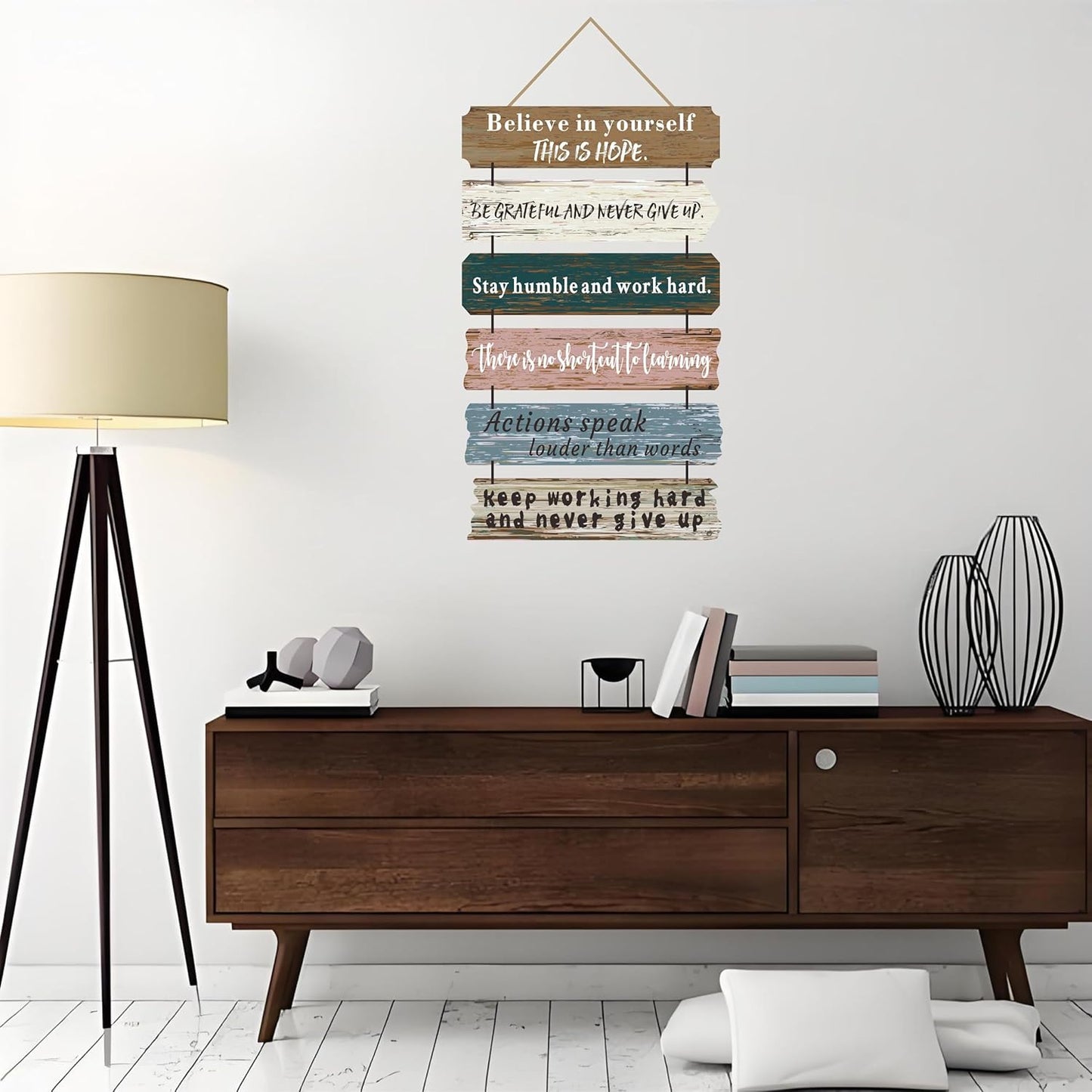 Office Motivational Wall Art Decor, Wood Rustic Hanging Motivational Wall Art Decor Sign, Inspiring Positive Quotes Wall Art, Christian Teachings Faith Wood Decor for Home Living Room Bedroom Bathroom Classroom Gym 12"x20" (6)
