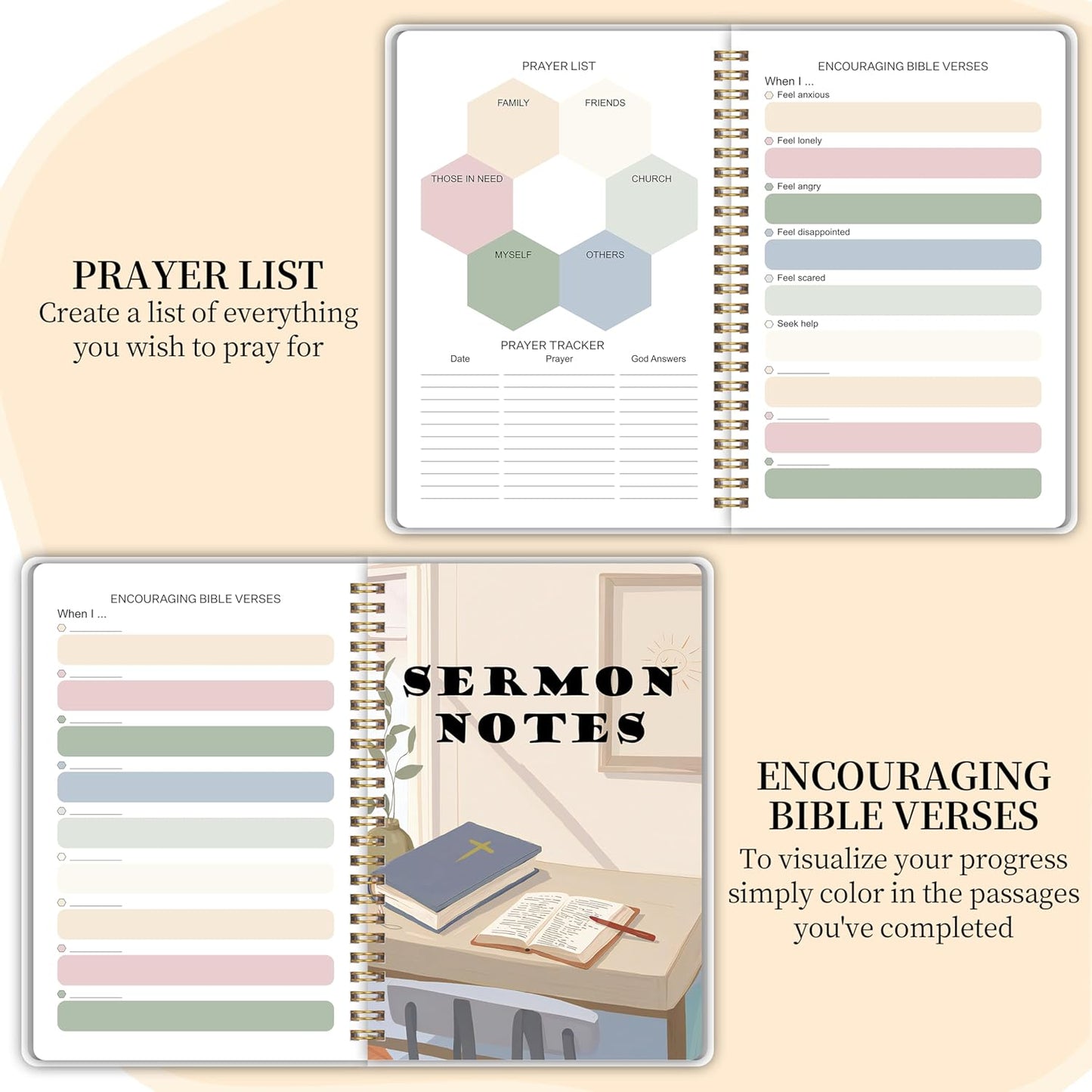 Bible Study Journal - Church Notes Journal - Soap Bible Study Notebook for Women - Bible Notebooks for Note Taking - Based Religious Gifts