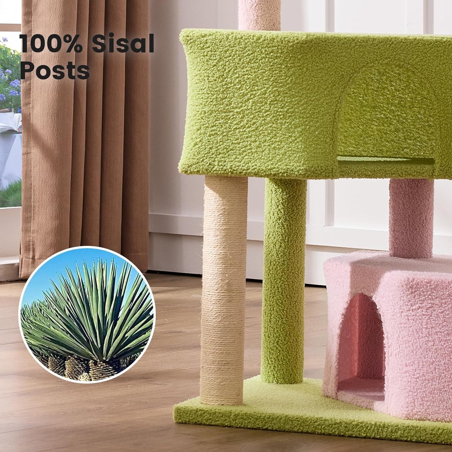Gardner Pet 41" Cat Tree for Medium-Large Cats, Heavy Duty Cat Trees Pink Cat Towers with 2.8in Posts, Easy to Assembly