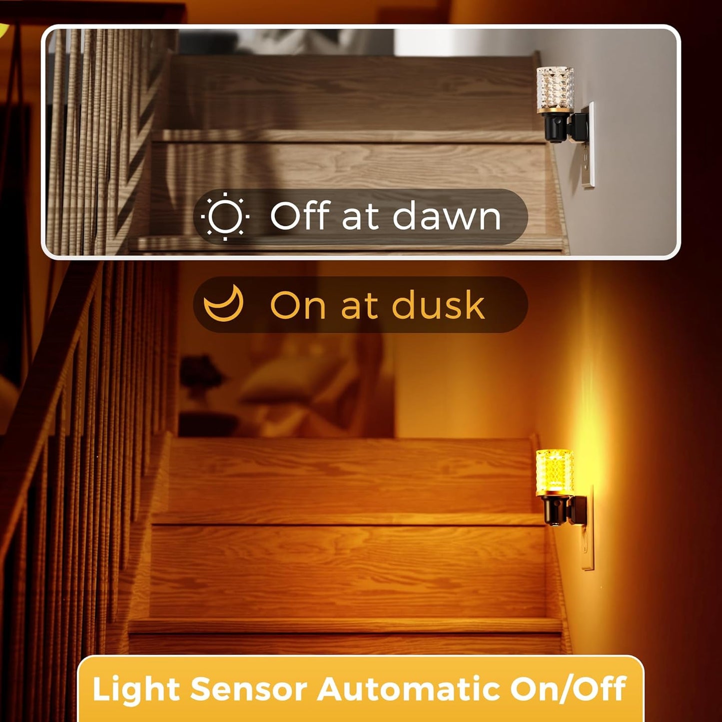 L LOHAS LED Night Light, Dimmable Night Lights Plug into Wall, Automatic Night Lights Plug in with Auto Light Sensor,Adjustable Brightness Amber LED Night Light, for Bedroom Hallway Home Decor