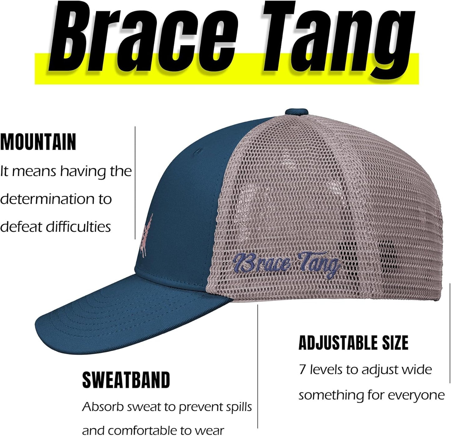 Mountain & Tree Outdoor Trucker Hat for Men Women, Embroidery Gift Baseball Cap for Hiking & Camping