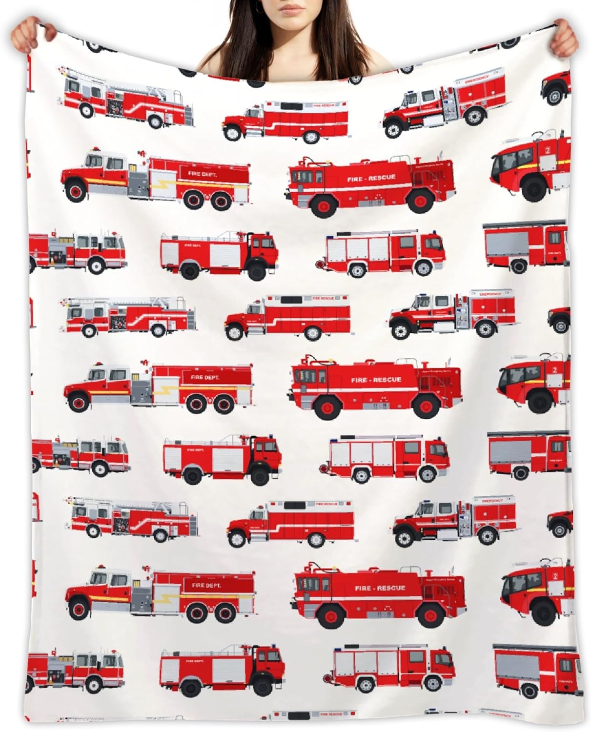 Fire Truck Blanket Gifts for Truck Lover 40 x 50 Inch for Kid,Red Truck Fannel Fleece Throw Blanket Super Soft Throws Blanket for Bed Couch Sofa