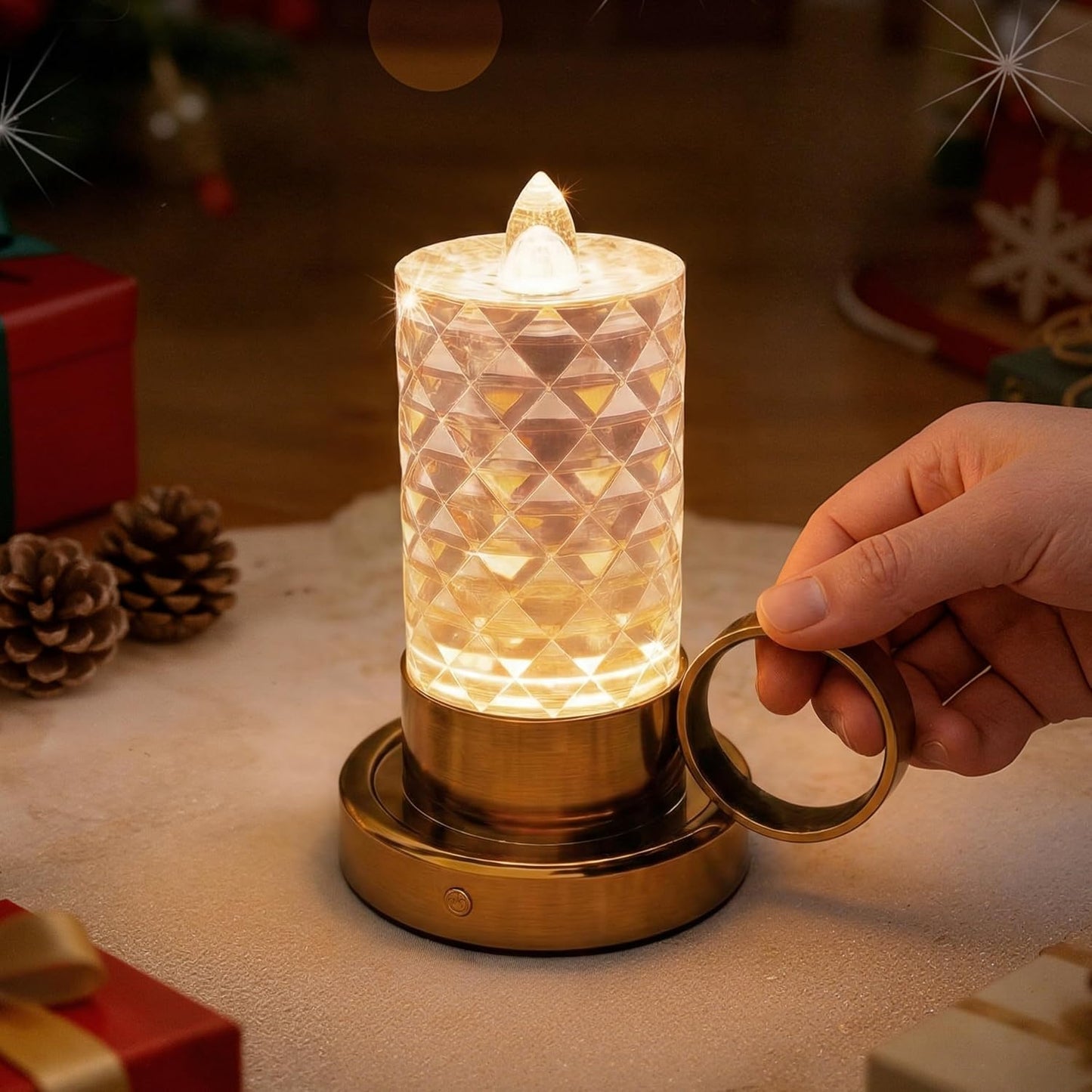 L LOHAS LED Flameless Candles, 3 Level Brightness Adjustable, 1000mAh Rechargeable Battery Operated Candles, 3000K Soft White, Fake Candles for Valentines Aniversary Wedding, 3.93"x2.95"4.84"