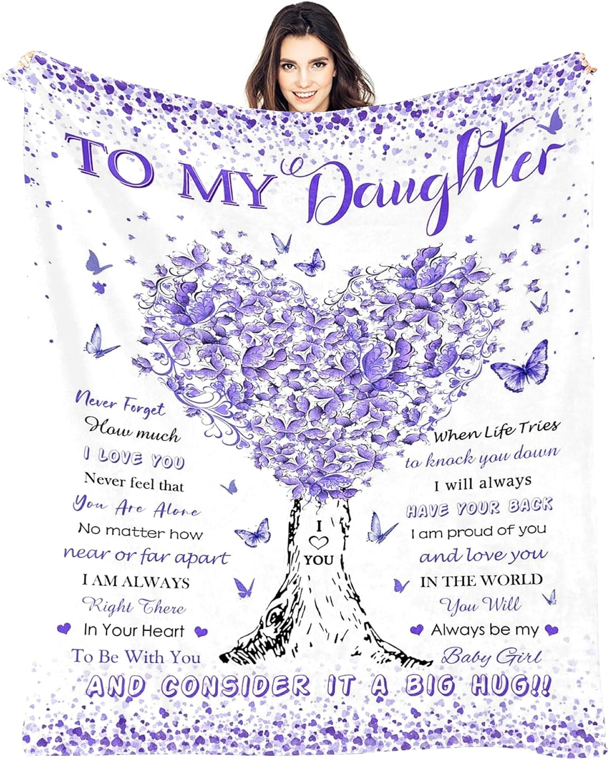 Daughter Gifts from Mom Dad, Birthday Gifts for Daughter, Unique Fun Purple Tree Girl Throw Blanket Gift for Graduation Christmas Quinceanera Super Soft Warm Comfy Plush Flannel Fleece Blanket 60"x50"